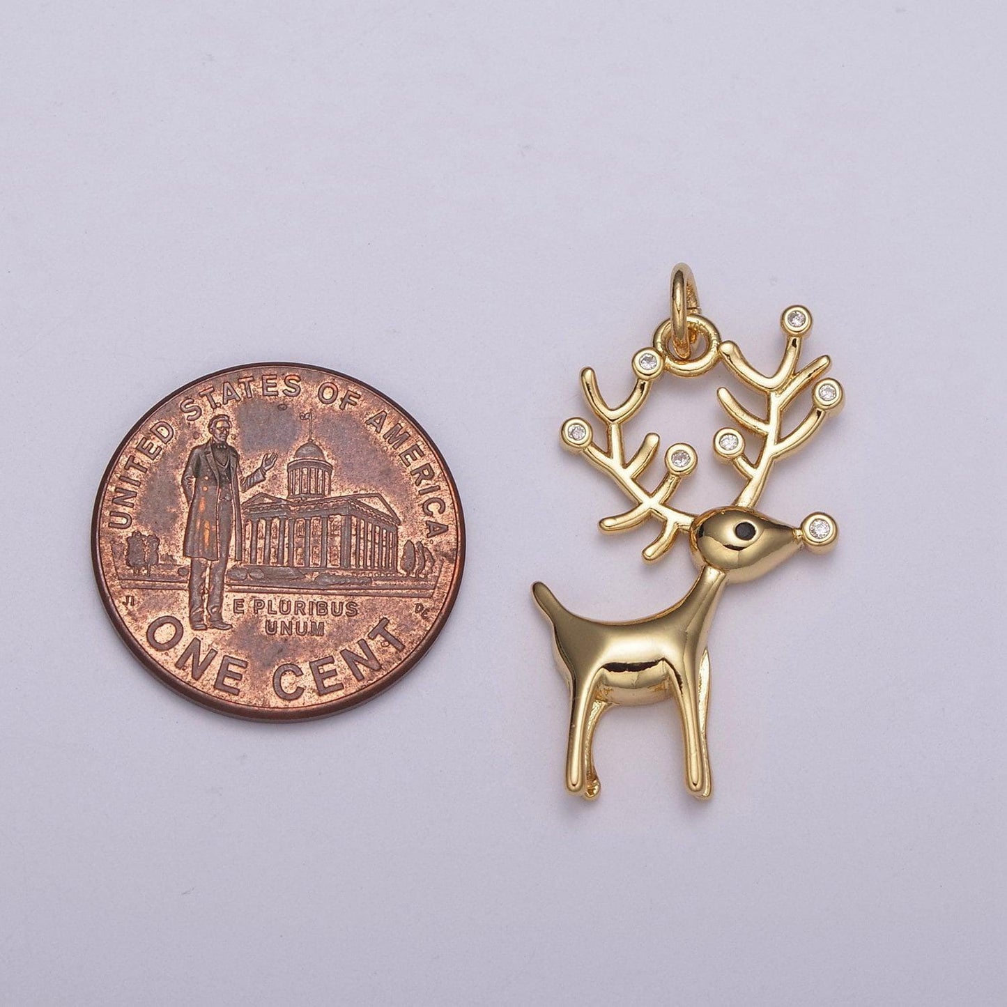 1pc gold micro pave cz reindeer pendant charm, deer pendant charm, antlers gold animal pendant, for diy jewelry n-236