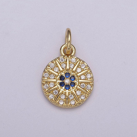 Gold filled sun cz paved charm, bright cubic micro paved pendant celestial jewelry craft supply, sunshine, sunburst, nature lover gift n-234