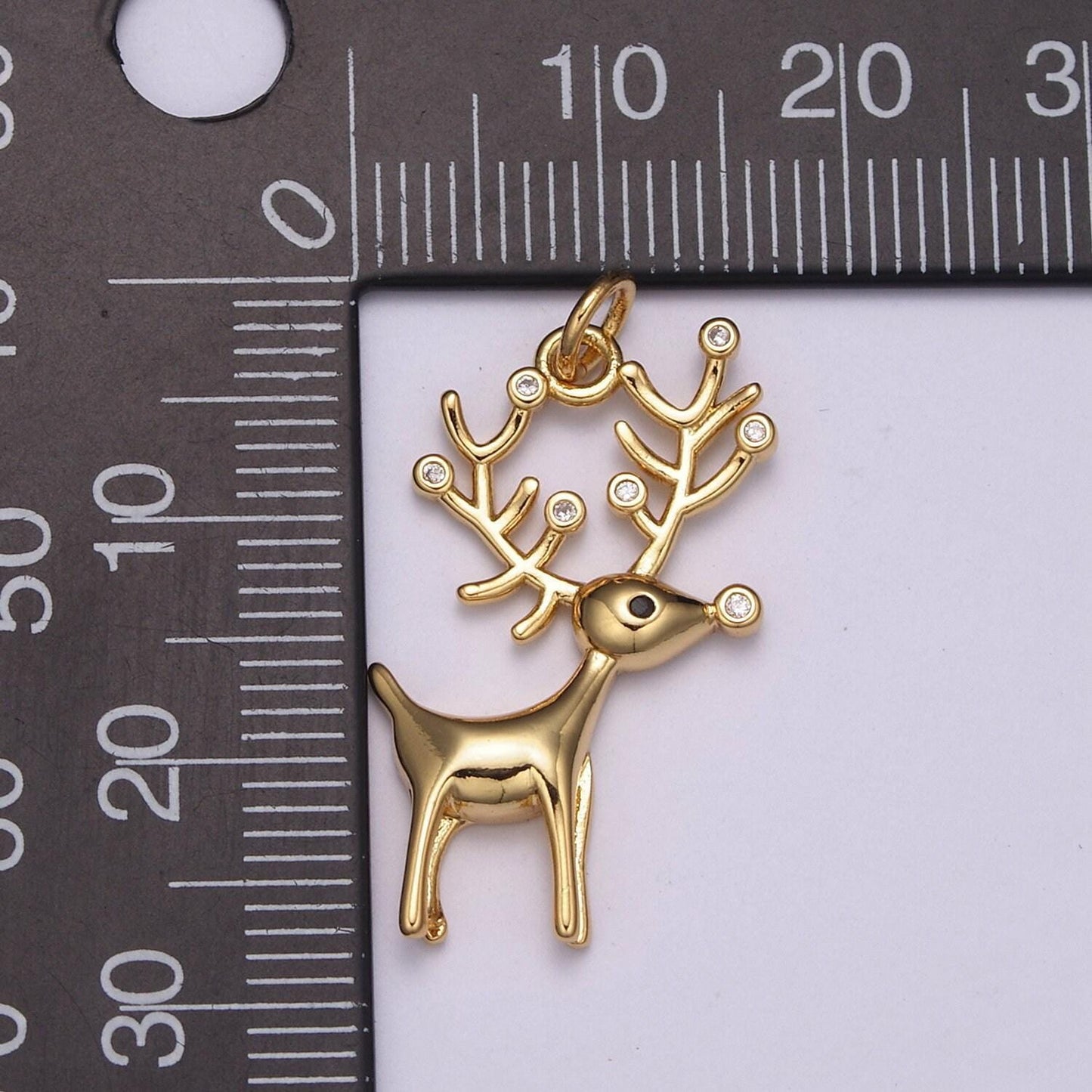 1pc gold micro pave cz reindeer pendant charm, deer pendant charm, antlers gold animal pendant, for diy jewelry n-236