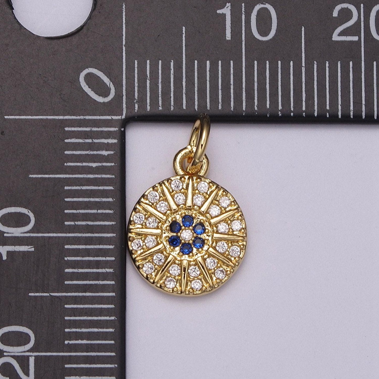 Gold filled sun cz paved charm, bright cubic micro paved pendant celestial jewelry craft supply, sunshine, sunburst, nature lover gift n-234