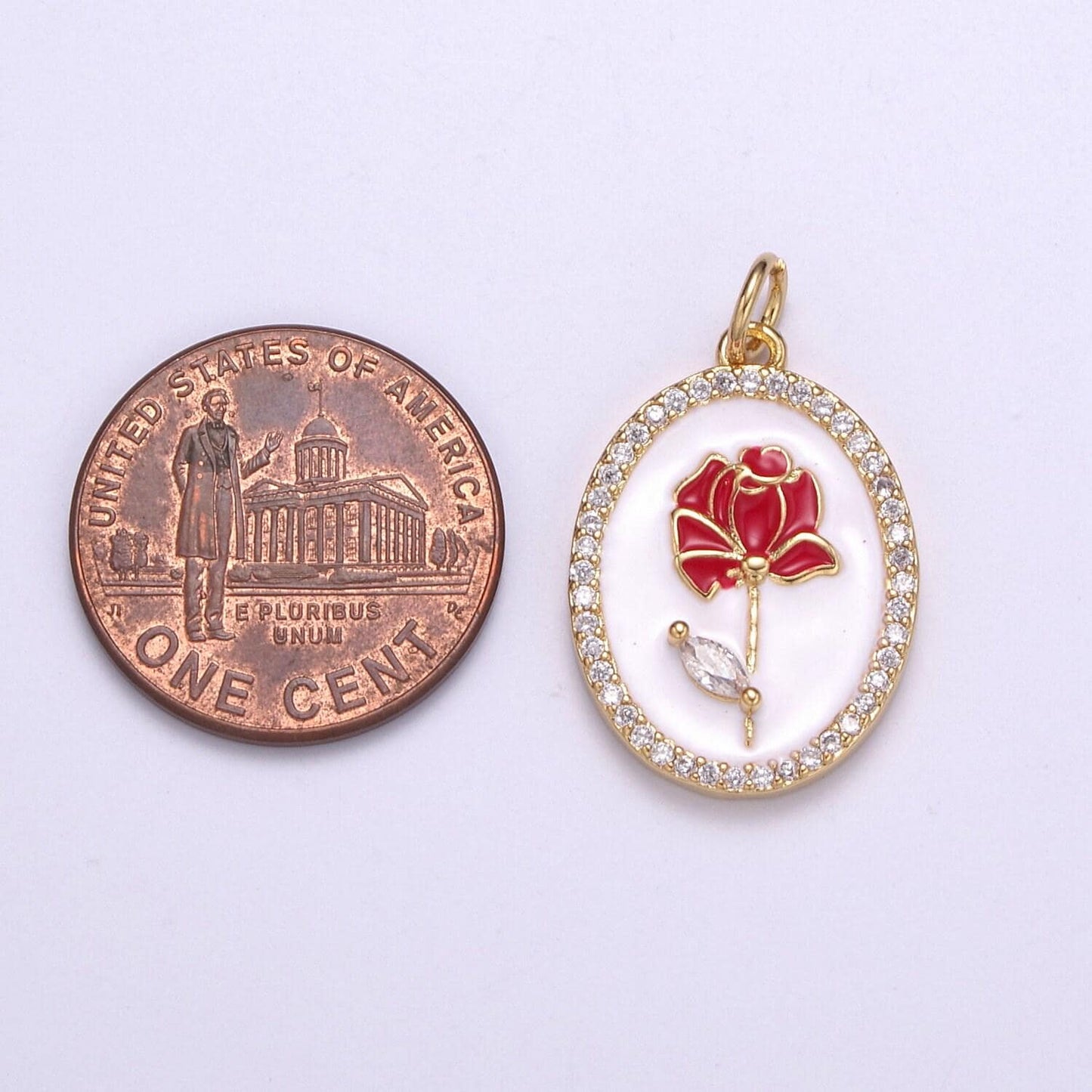 Cz pave dainty 24k gold filled enamel rose necklace for women flower charm necklace bracelet earring component n-226 ~ n-229