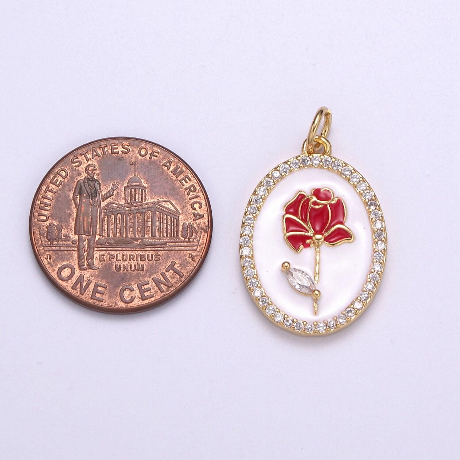 Cz pave dainty 24k gold filled enamel rose necklace for women flower charm necklace bracelet earring component n-226 ~ n-229