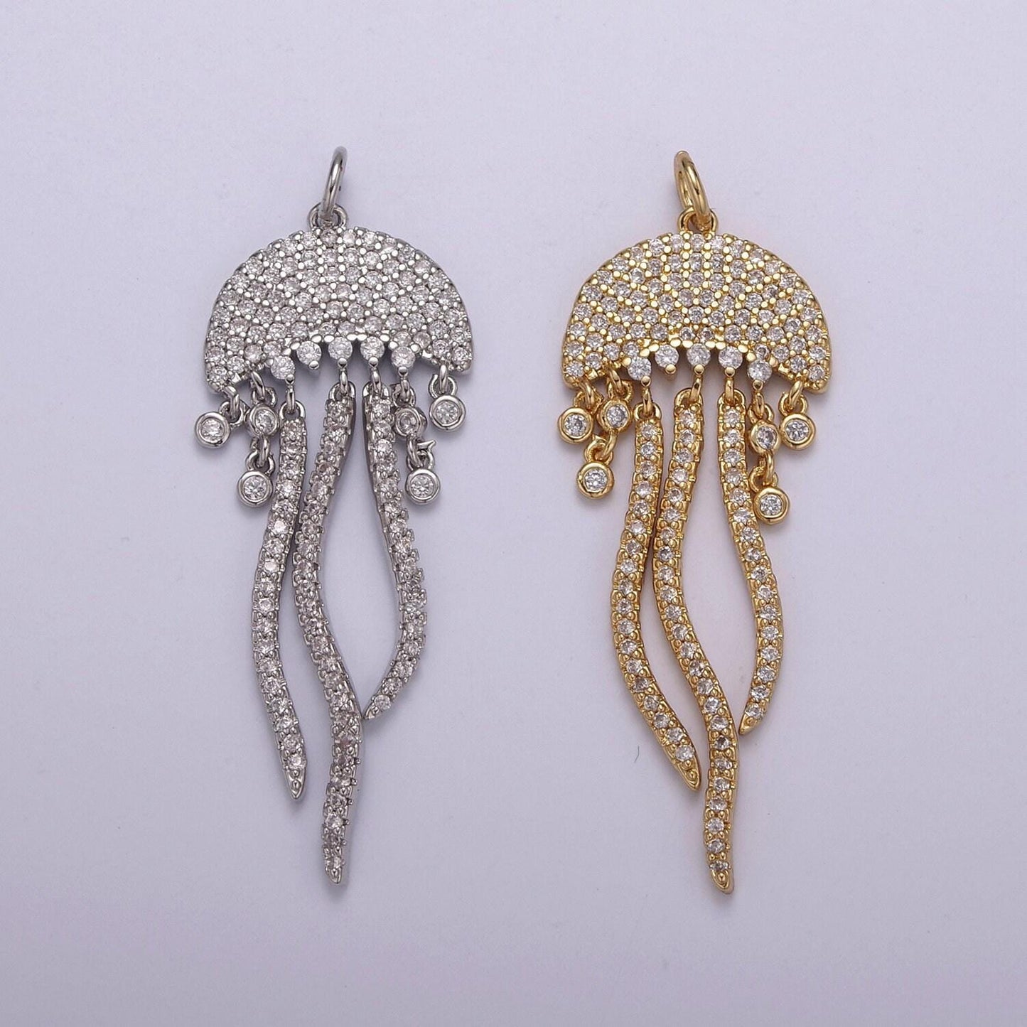 Tiny gold silver jellyfish charm dainty pendant cz gold charm animal charm under the sea inspired n220-221