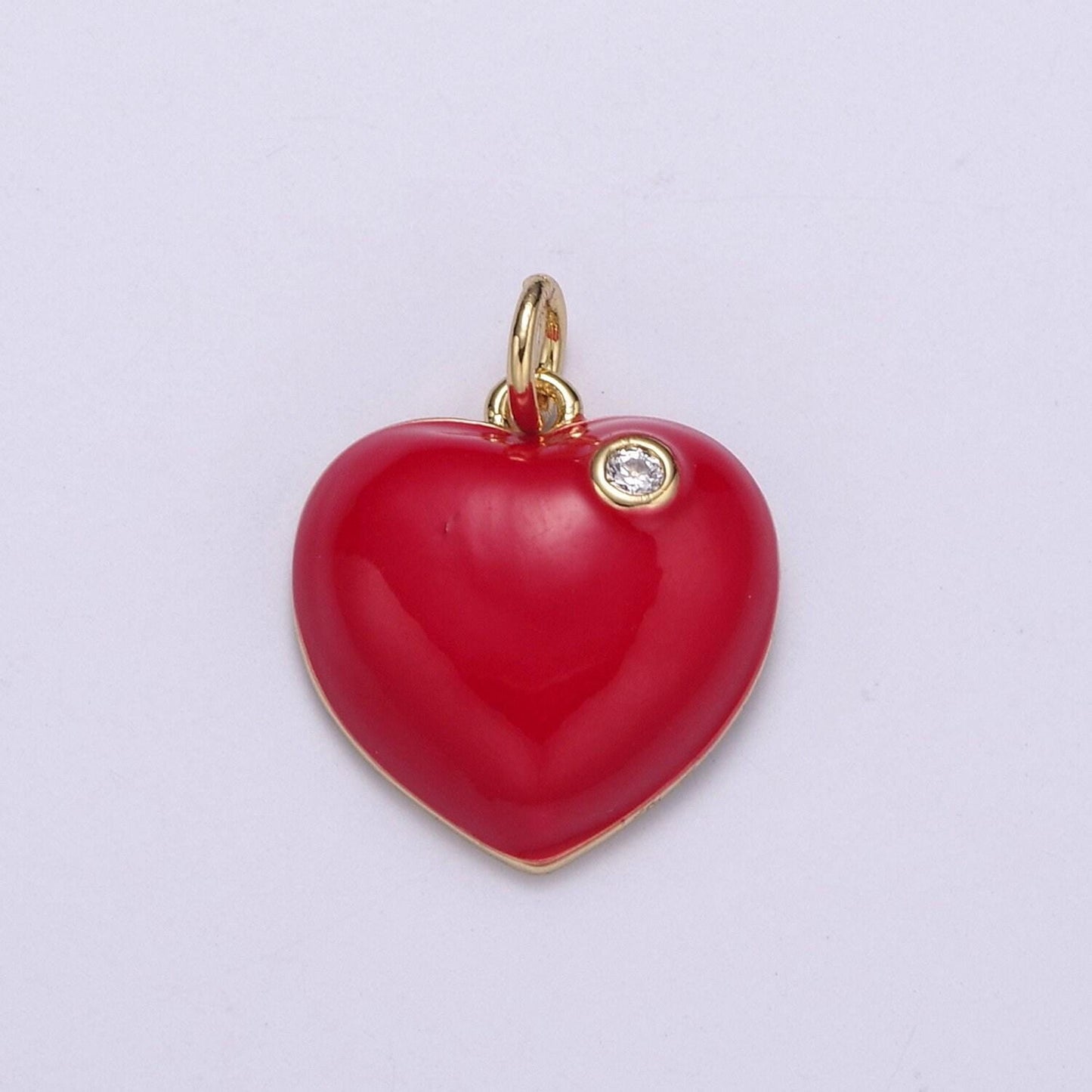 Enamel heart red green pink black solitaire cz, enamel heart charm pendant for necklace bracelet earring charm jewelry making supply n-222