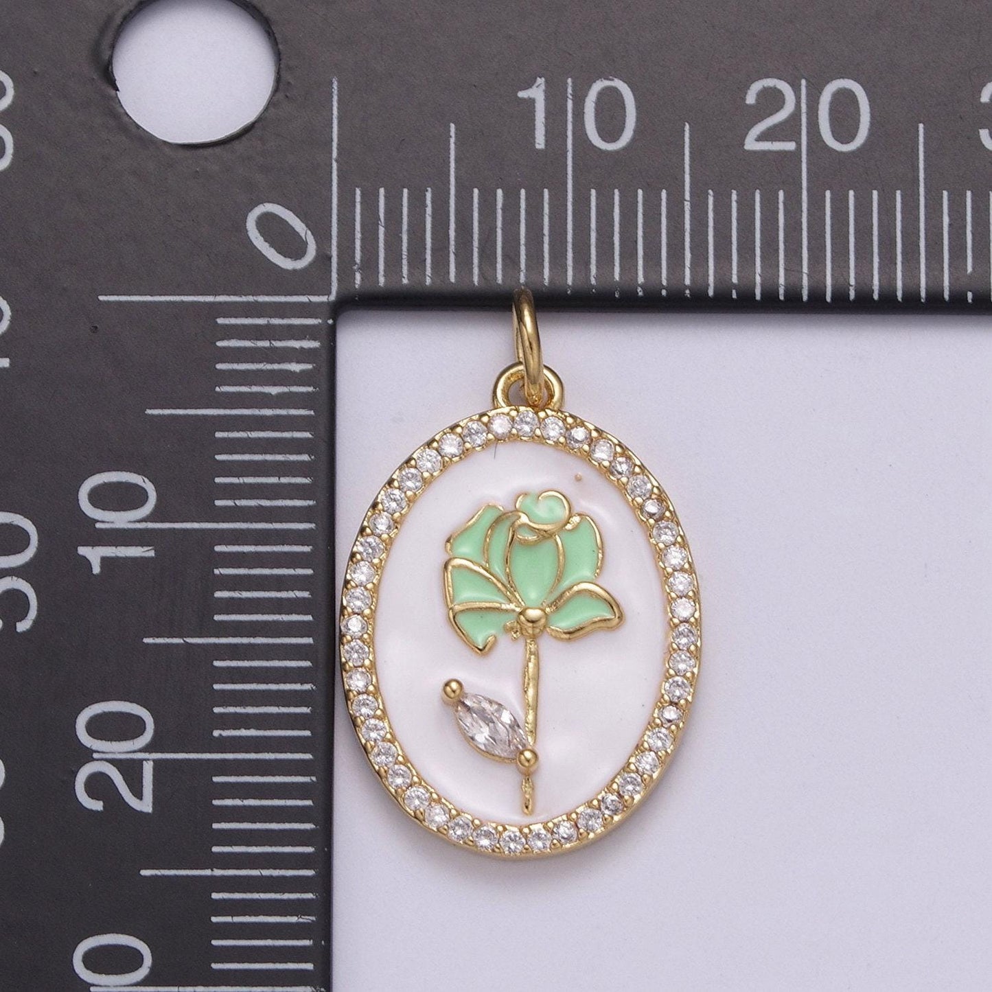 Cz pave dainty 24k gold filled enamel rose necklace for women flower charm necklace bracelet earring component n-226 ~ n-229