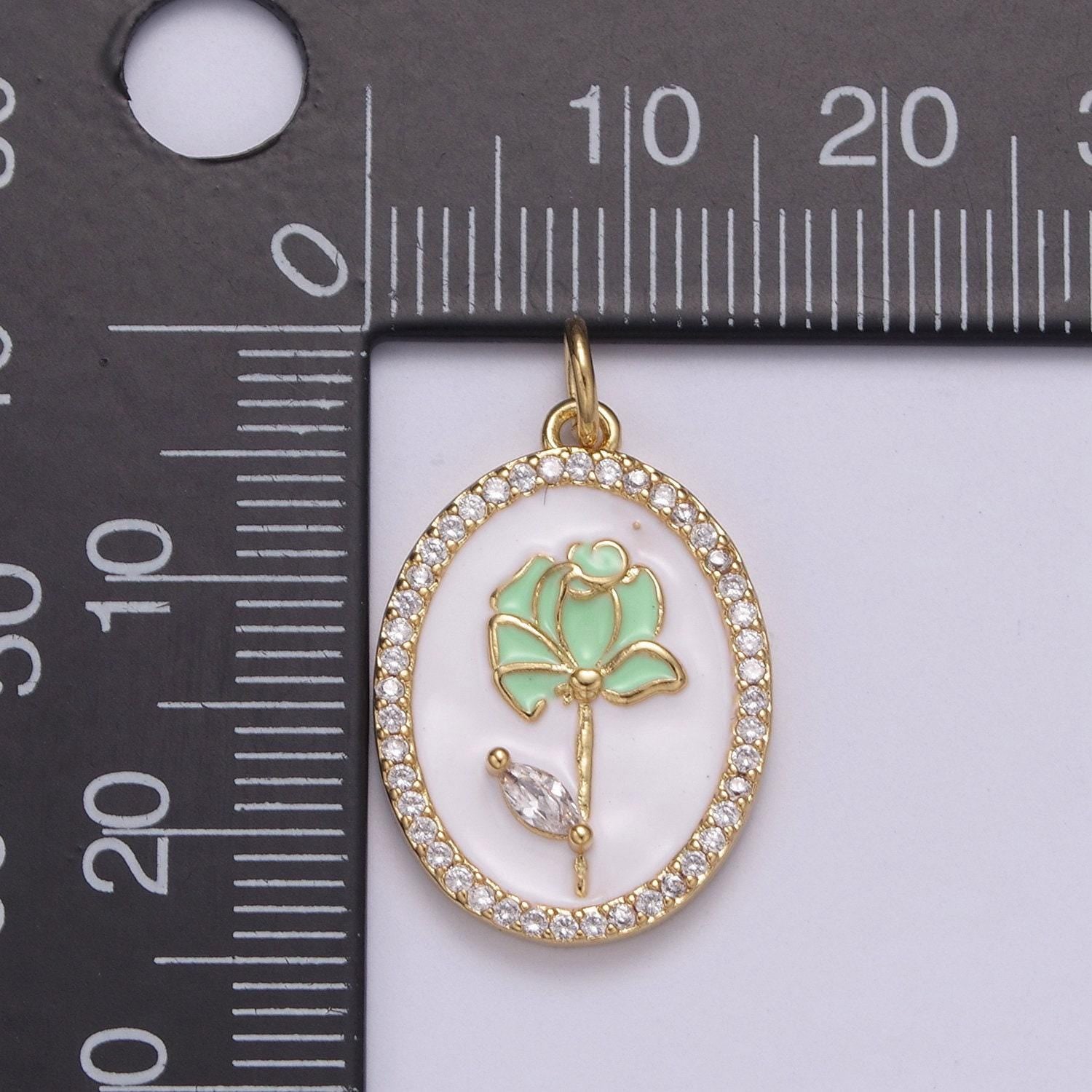 Cz pave dainty 24k gold filled enamel rose necklace for women flower charm necklace bracelet earring component n-226 ~ n-229