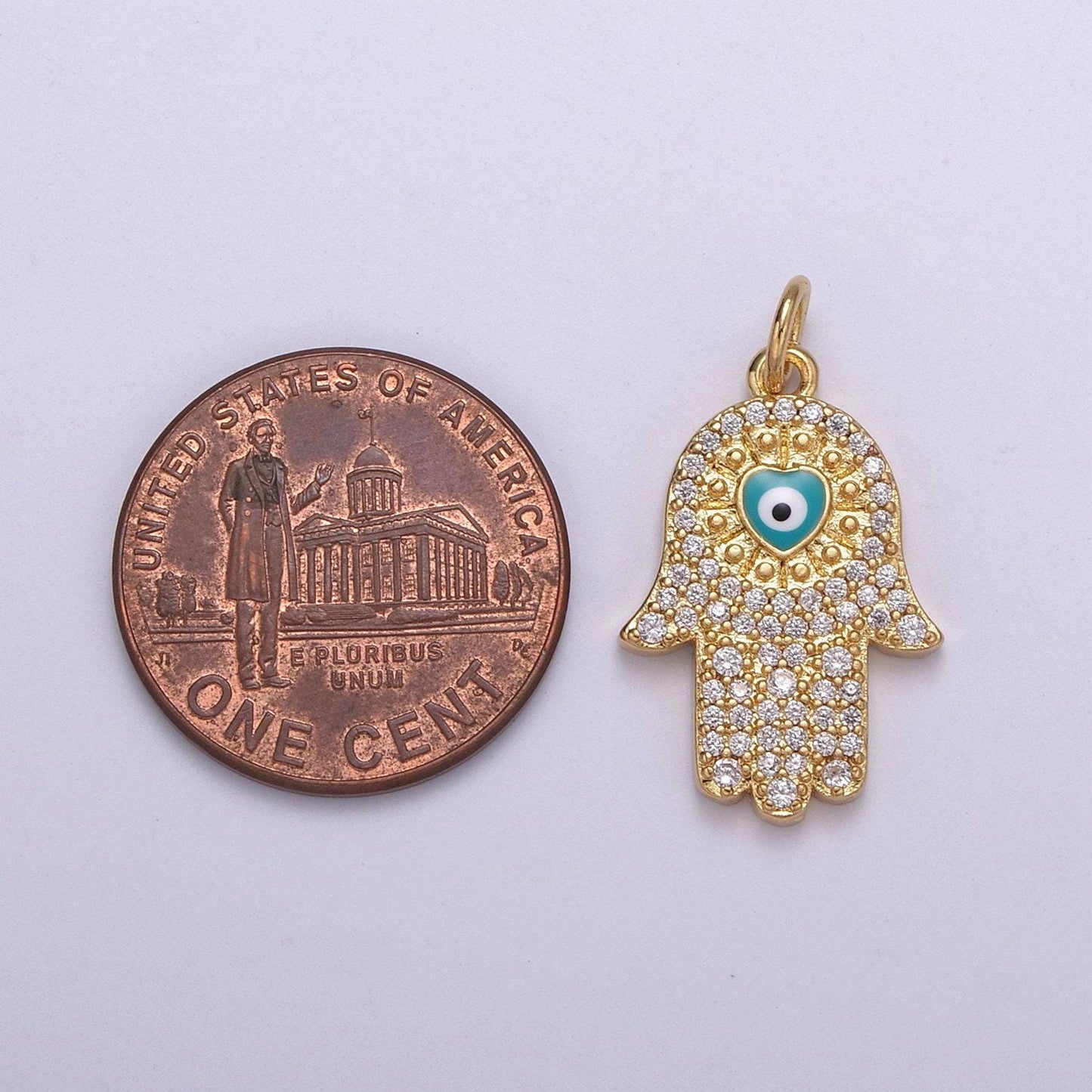 Gold hamsa hand charm micro pave charm , heart of fatima jewelry pendant charm for religious jewelry supply -n-216 ~ n-219