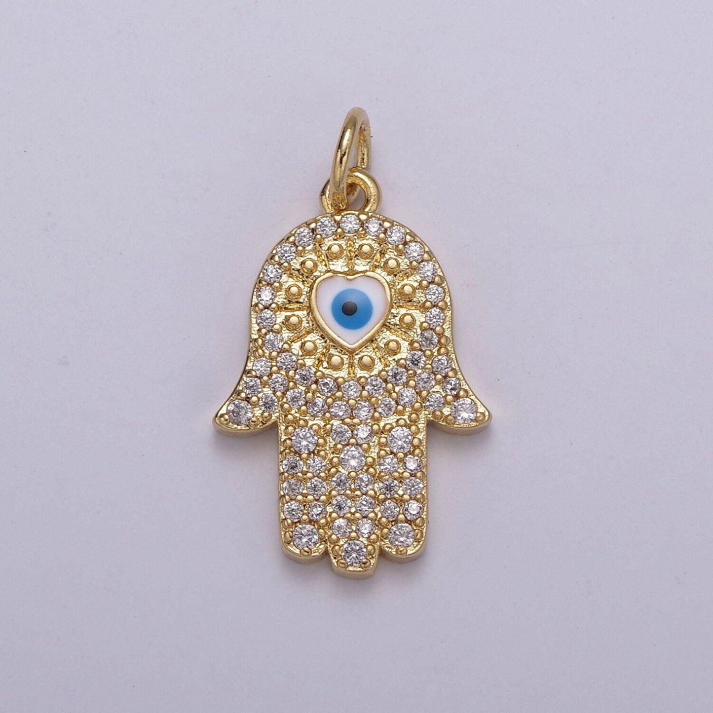 Gold hamsa hand charm micro pave charm , heart of fatima jewelry pendant charm for religious jewelry supply -n-216 ~ n-219