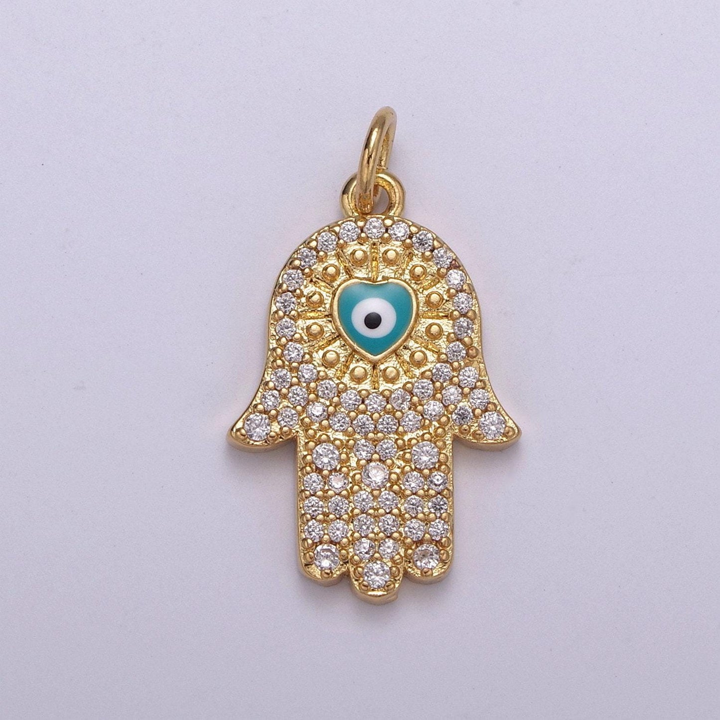 Gold hamsa hand charm micro pave charm , heart of fatima jewelry pendant charm for religious jewelry supply -n-216 ~ n-219