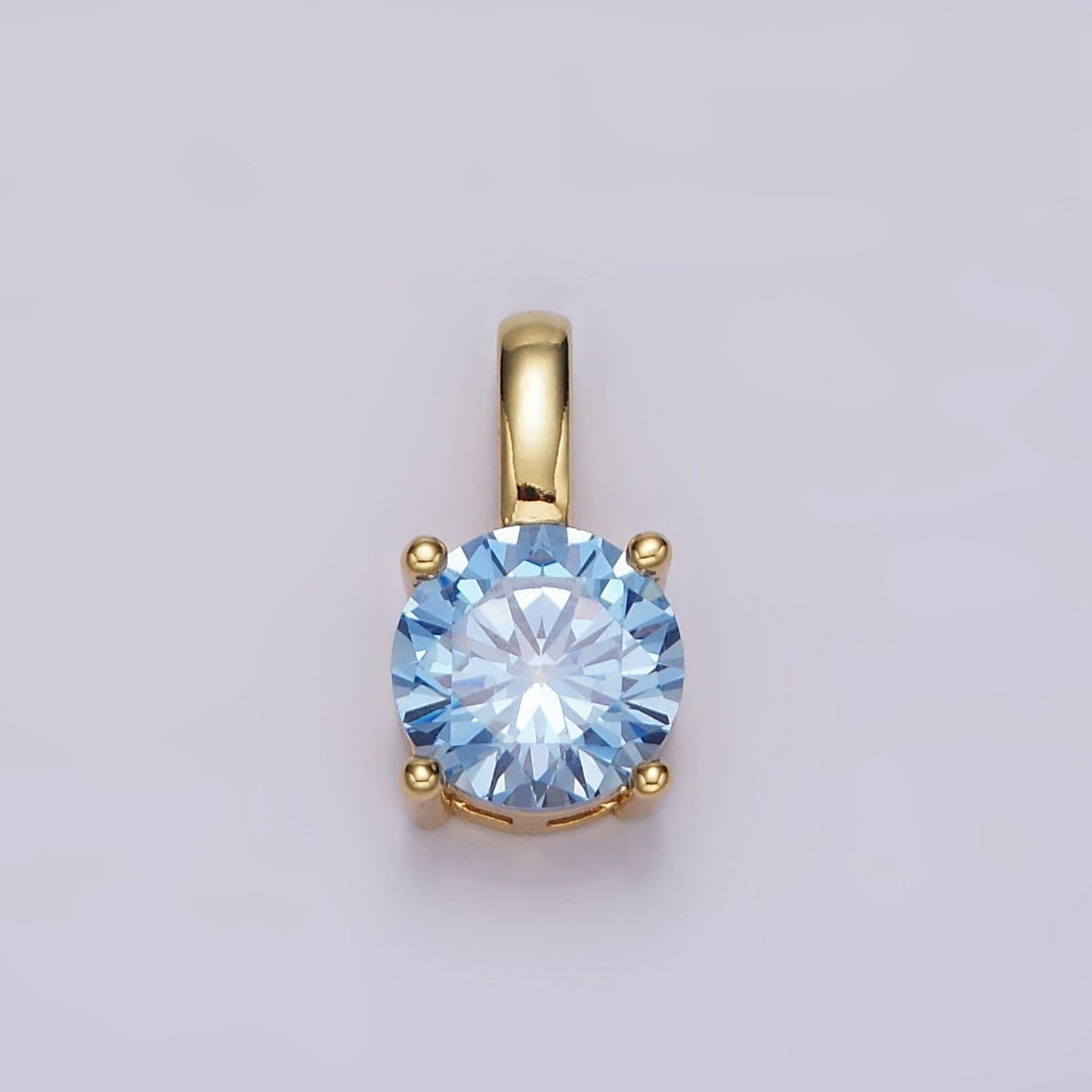 16k gold filled round cz birthstone personalized solitaire pendant