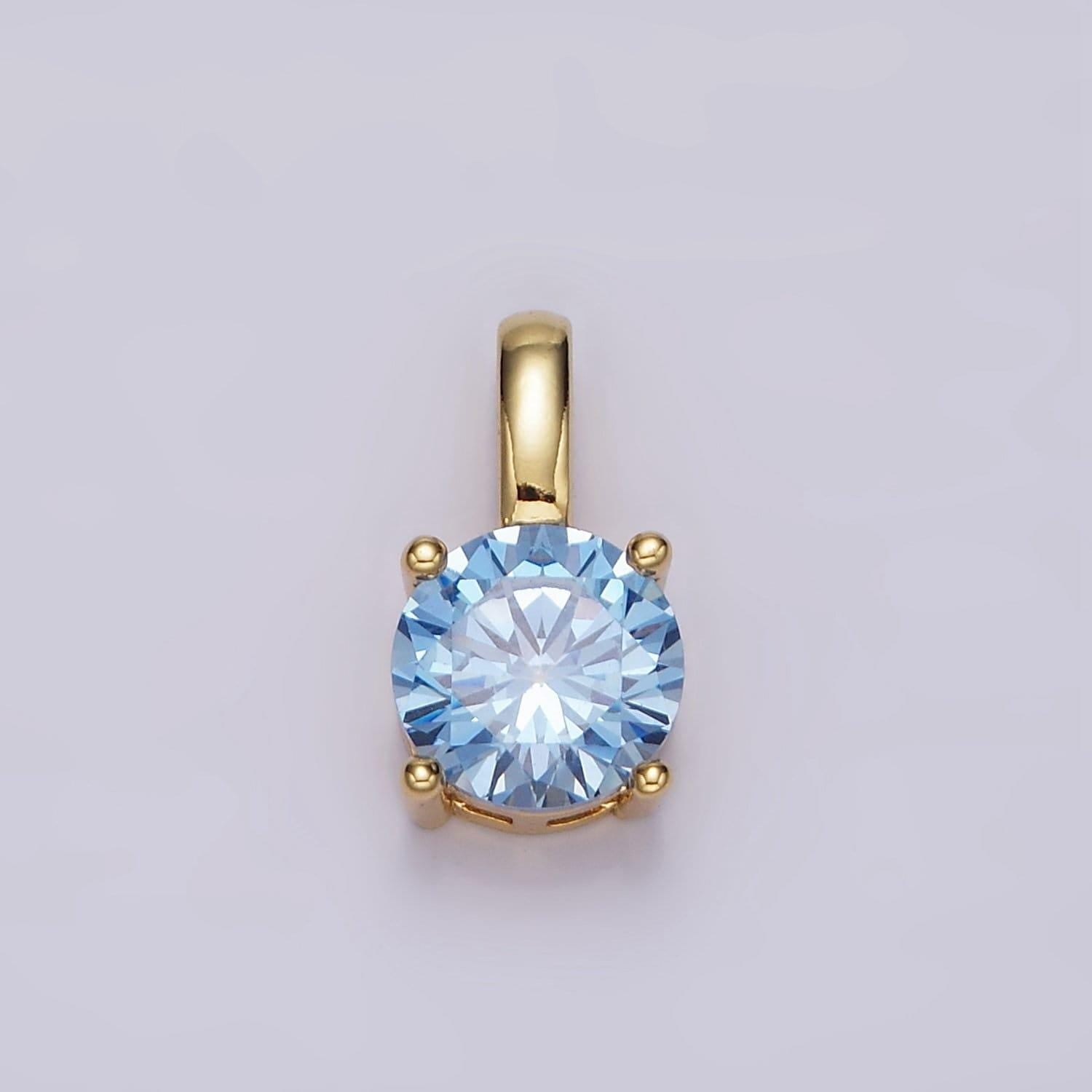 16k gold filled round cz birthstone personalized solitaire pendant