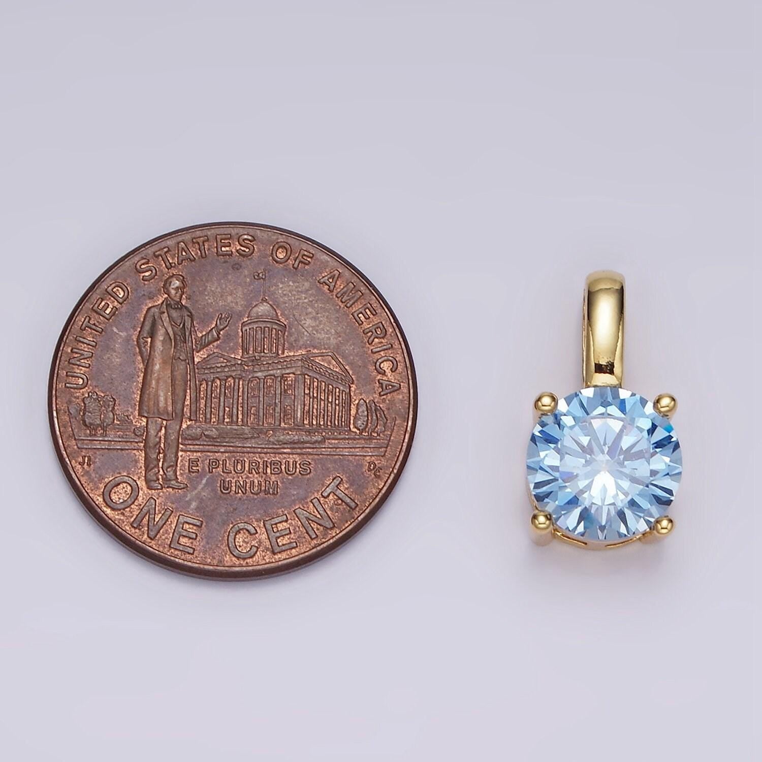 16k gold filled round cz birthstone personalized solitaire pendant