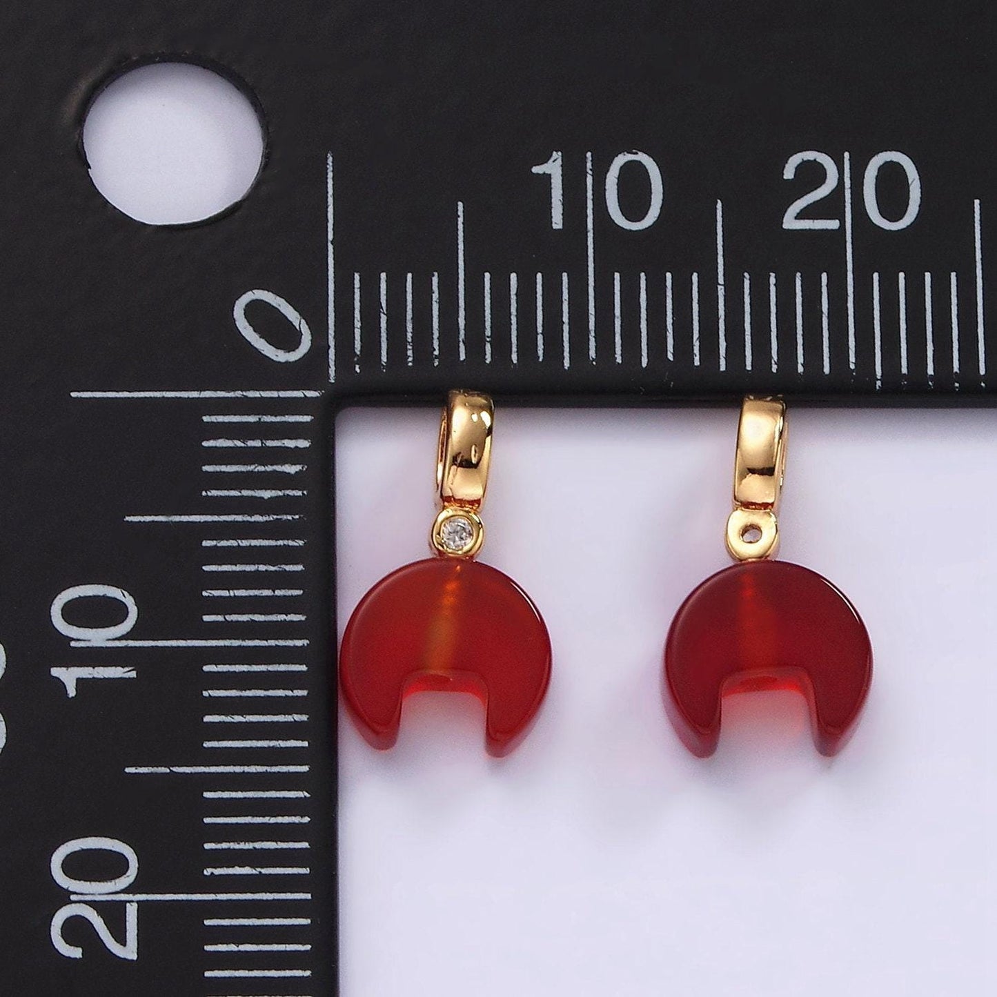 14k gold filled 15mm red carnelian gemstone horn clear cz bail pendant | n2027