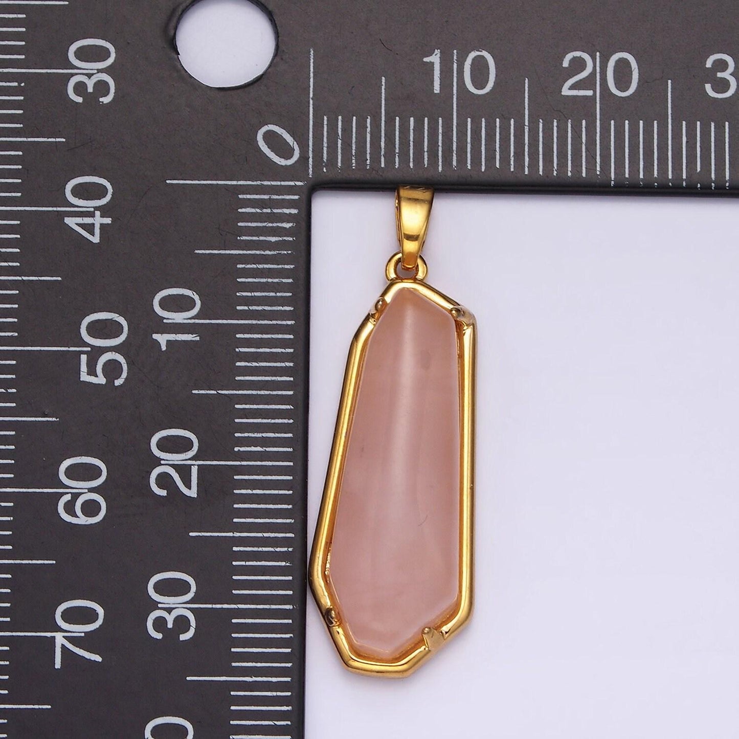 14k gold filled rose quartz, aventurine, amethyst geometric bezel pendant in gold & silver | n2030 - n2034