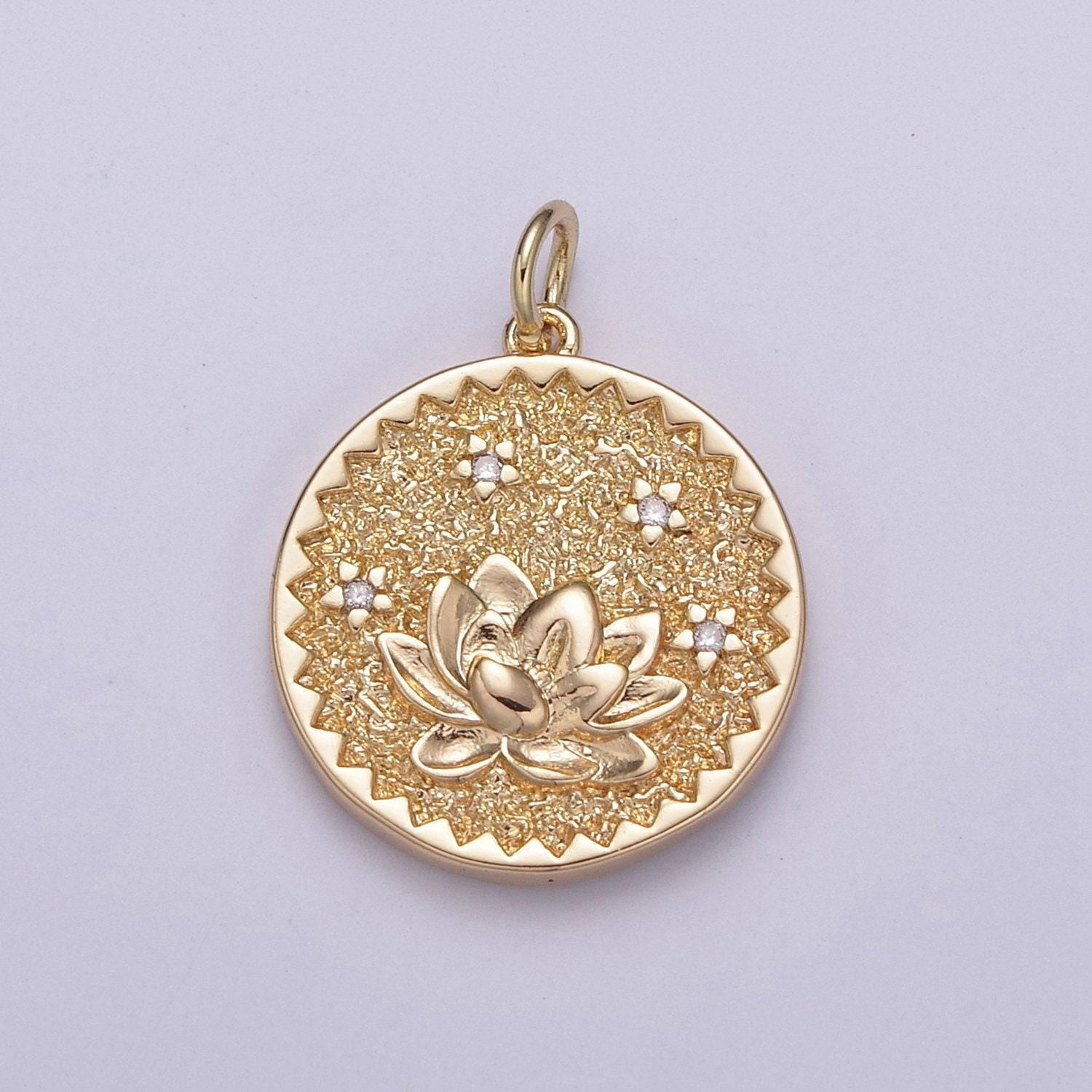 New floral collection gold holly flower, cherry blossom, lotus charm 18k gold filled medallion for necklace bracelet supply