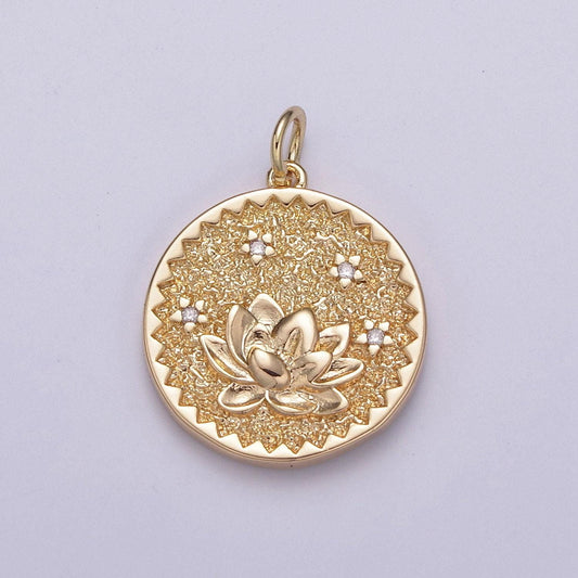 New floral collection gold holly flower, cherry blossom, lotus charm 18k gold filled medallion for necklace bracelet supply