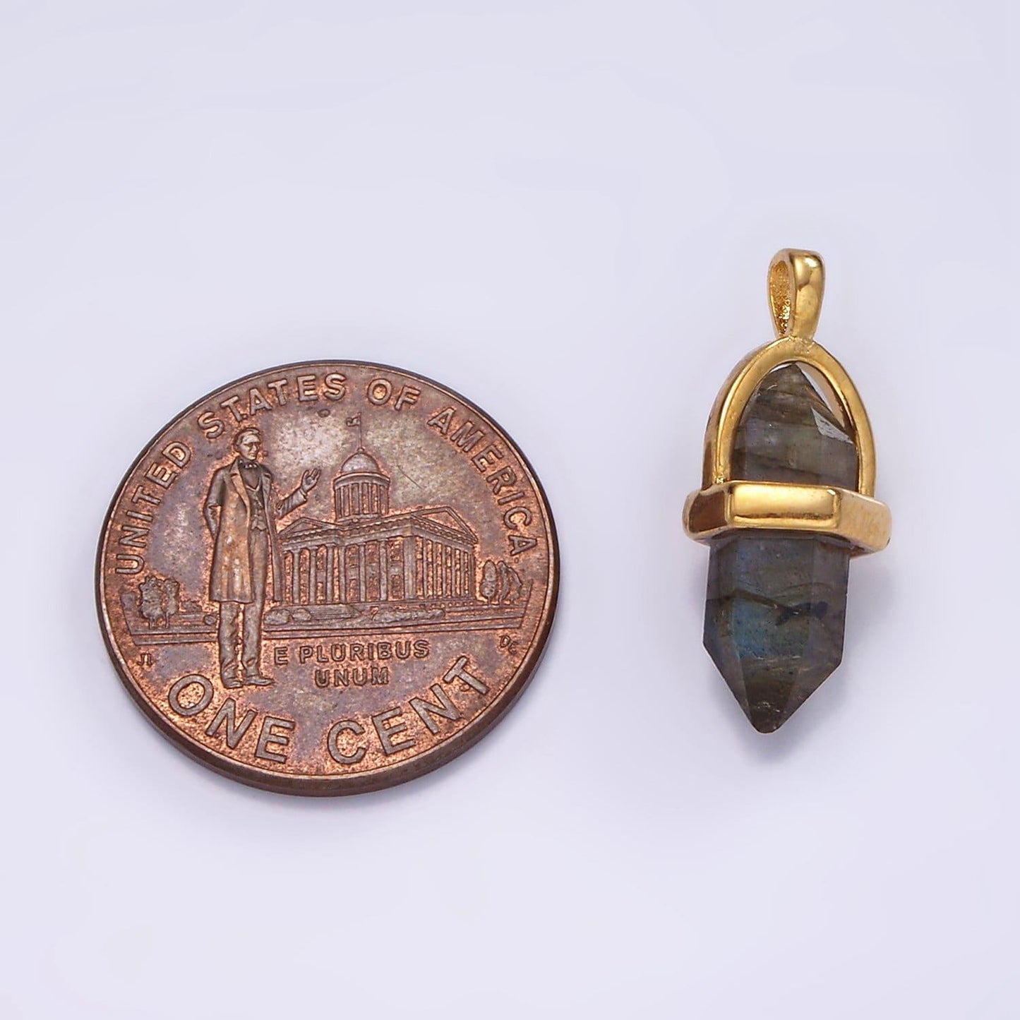 14k gold filled natural gemstone pointed wand pendant | n2007 - n2016