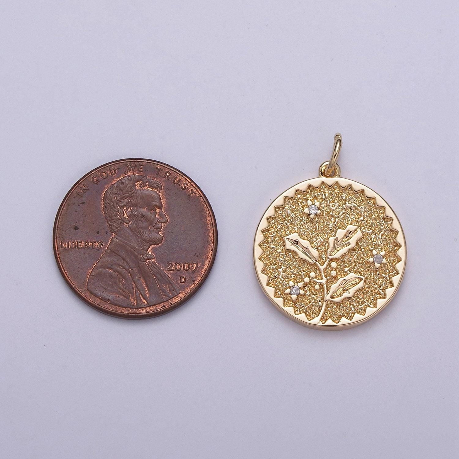 New floral collection gold holly flower, cherry blossom, lotus charm 18k gold filled medallion for necklace bracelet supply