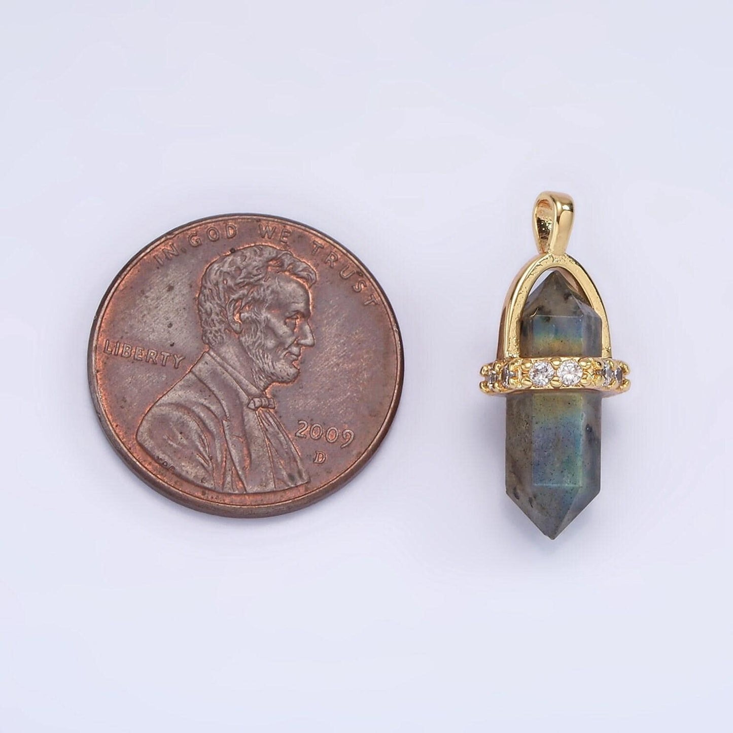 14k gold filled rose quartz, amethyst, labradorite, aquamarine, howlite, onyx pointed wand micro paved pendant | n994- n2004