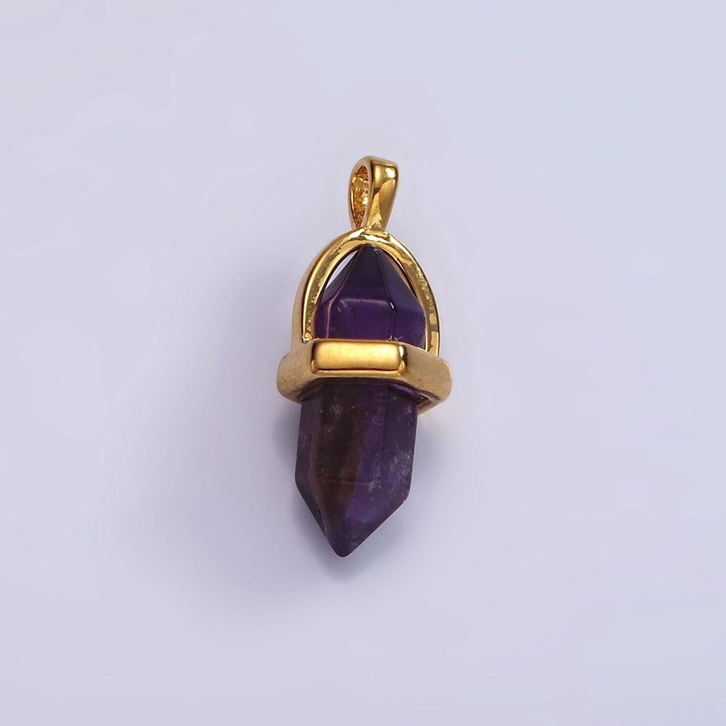 14k gold filled natural gemstone pointed wand pendant | n2007 - n2016