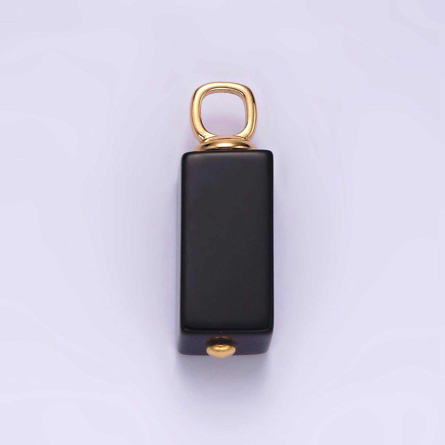 14k gold filled 24mm black onyx tube bar minimalist pendant | n1990