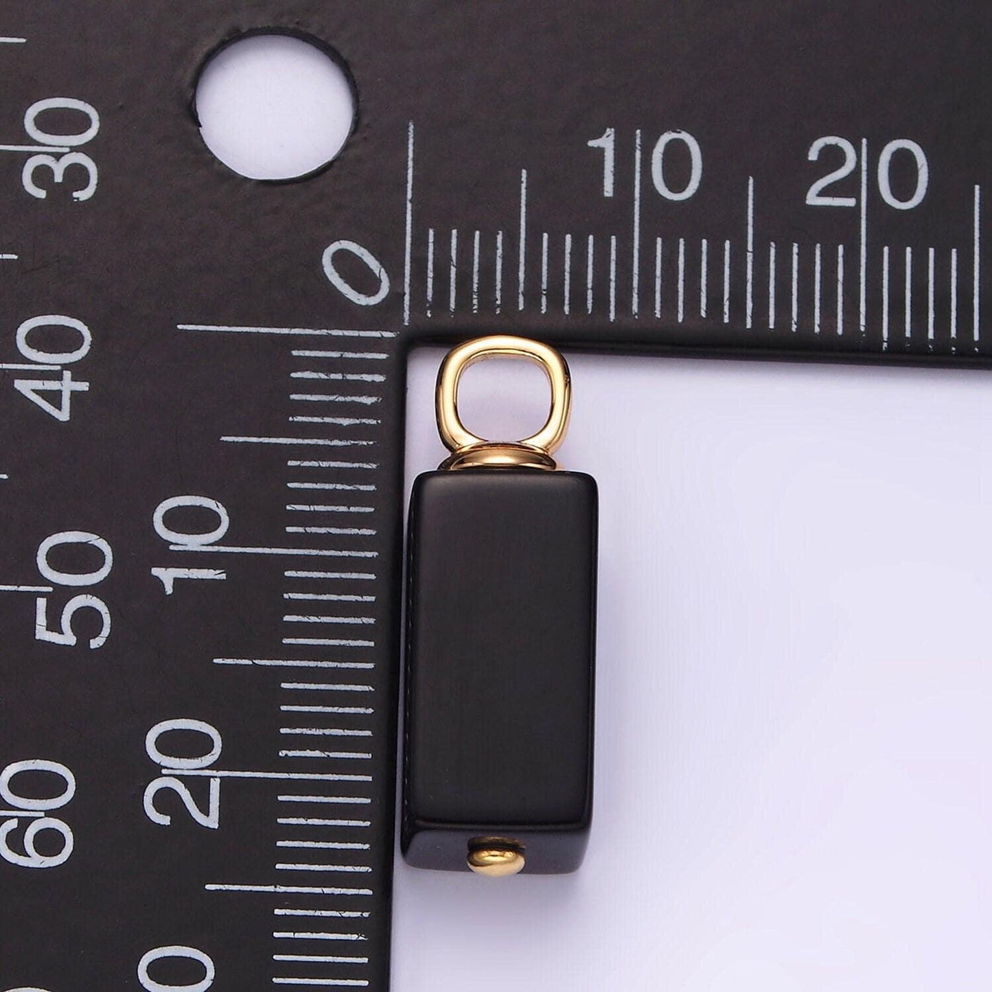 14k gold filled 24mm black onyx tube bar minimalist pendant | n1990