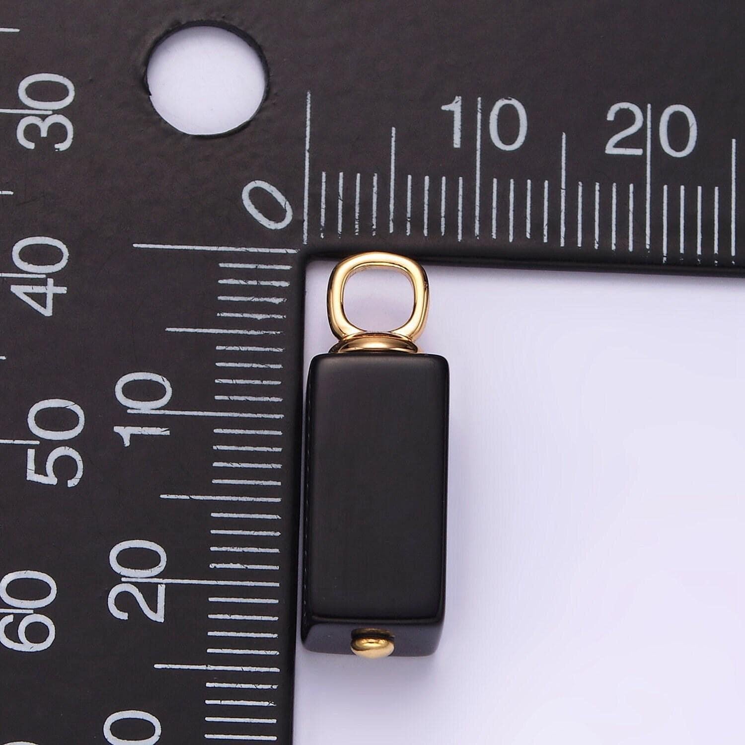 14k gold filled 24mm black onyx tube bar minimalist pendant | n1990