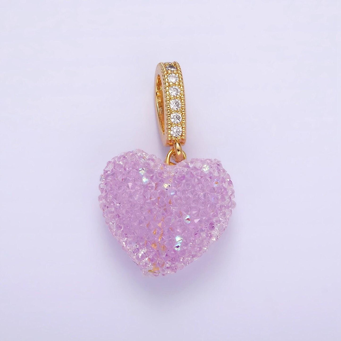 Dainty pink green purple candy gummy hearts charm puffy heart colorful pendant with cz bail for necklace bracelet component n1977