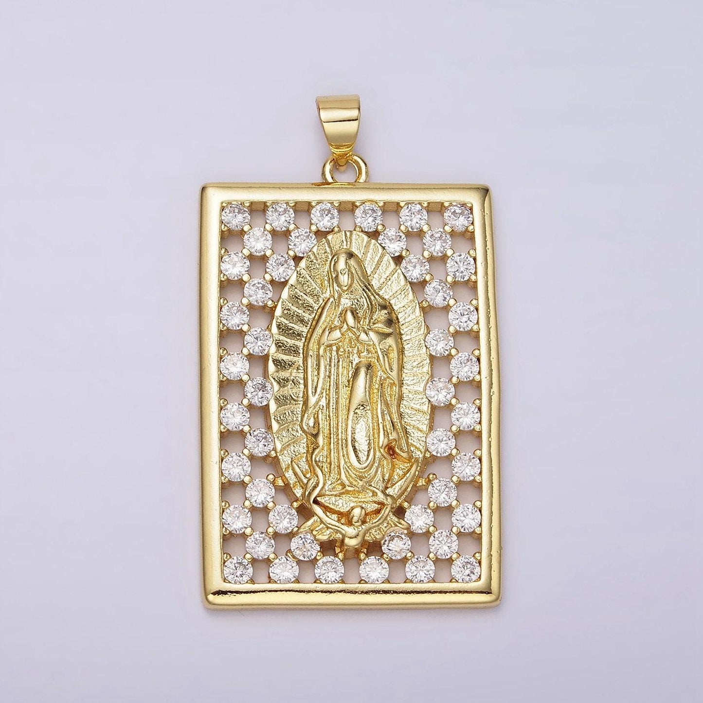 Gold virgin mary medallion lady guadalupe necklace pendant mother mary charm religious catholic jewelry supply n-1944