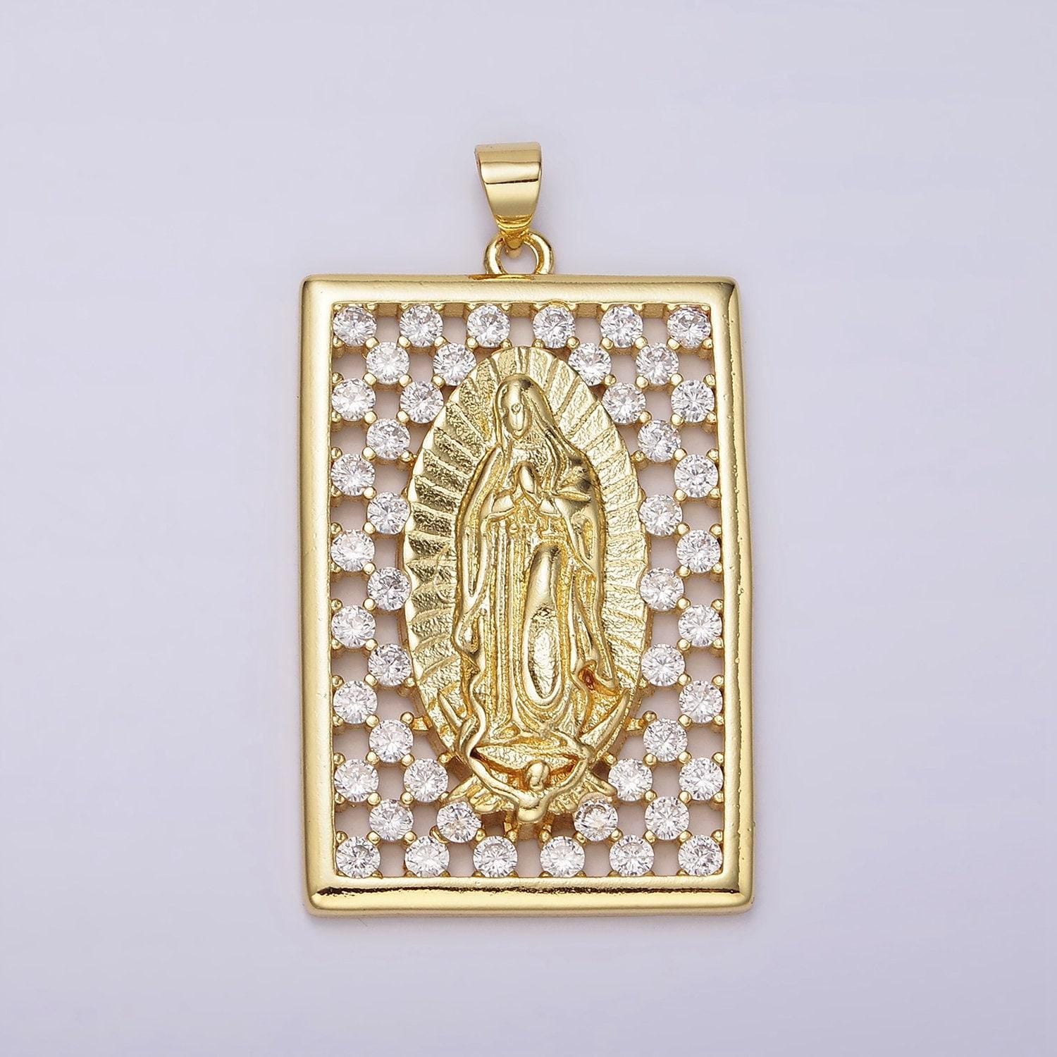 Gold virgin mary medallion lady guadalupe necklace pendant mother mary charm religious catholic jewelry supply n-1944