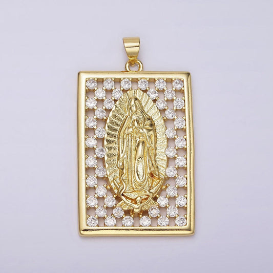 Gold virgin mary medallion lady guadalupe necklace pendant mother mary charm religious catholic jewelry supply n-1944