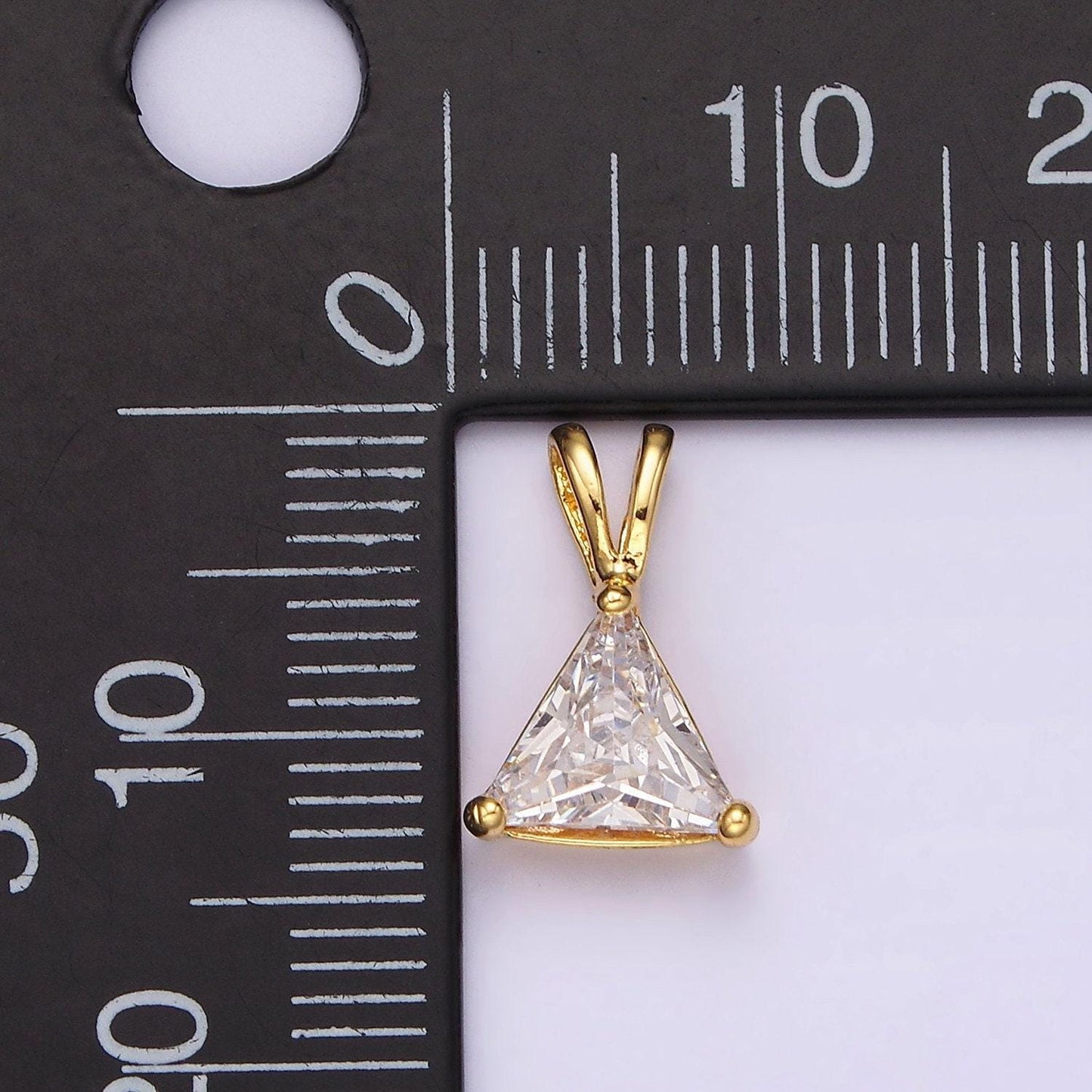 24k gold filled clear cz triangle double bail pendant | n1938
