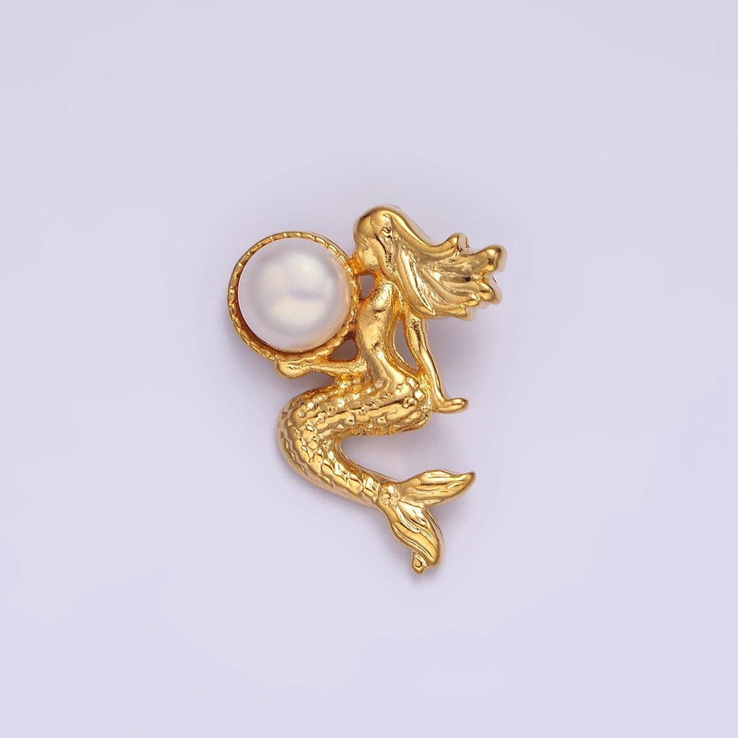14k gold filled pearl textured mermaid ocean back loop pendant in gold & silver under the sea ocean beach inspired | n1888 n1889