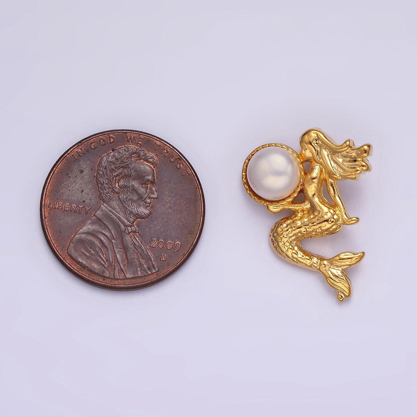 14k gold filled pearl textured mermaid ocean back loop pendant in gold & silver under the sea ocean beach inspired | n1888 n1889
