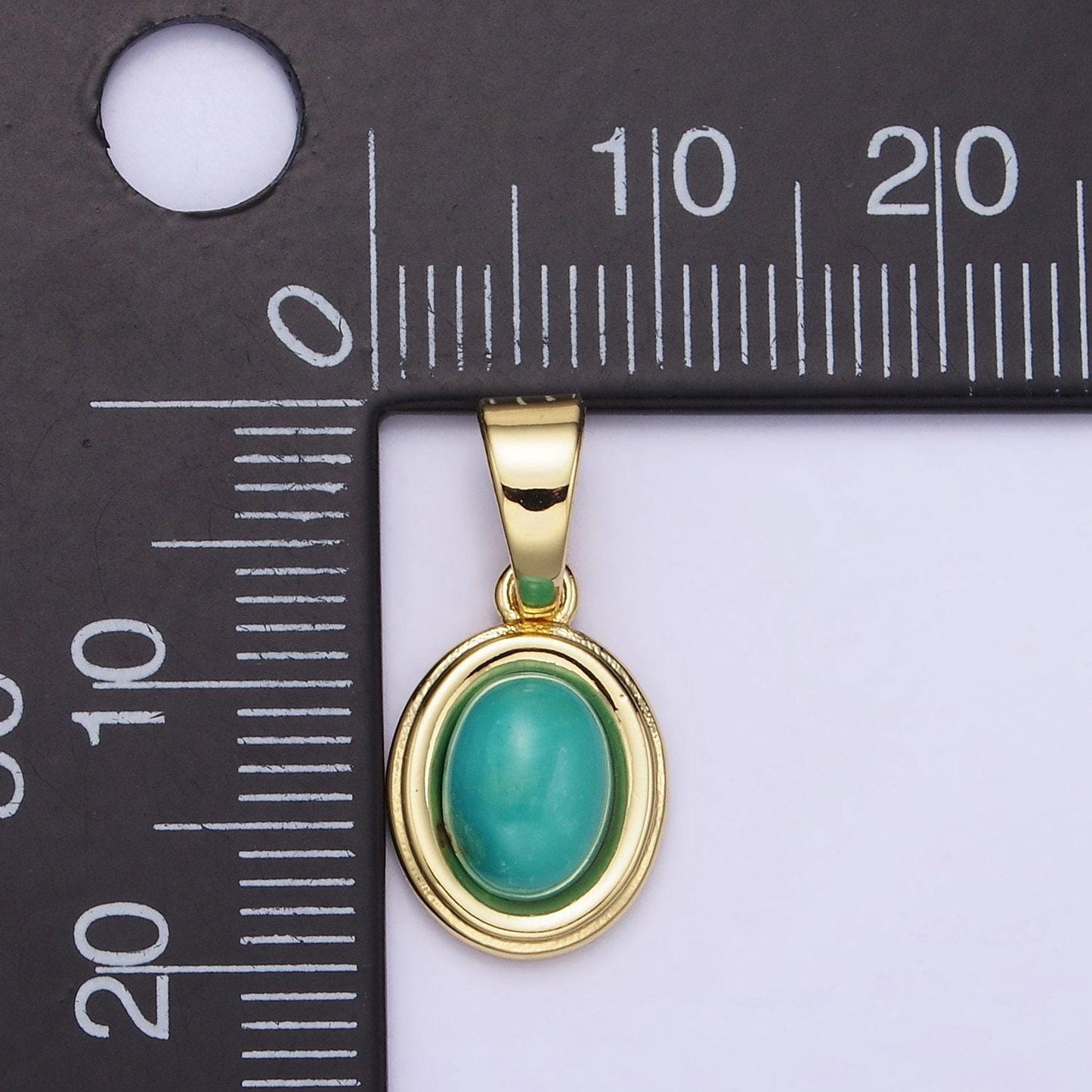 14k gold filled turquoise opal bezel oval pendant | n-1850