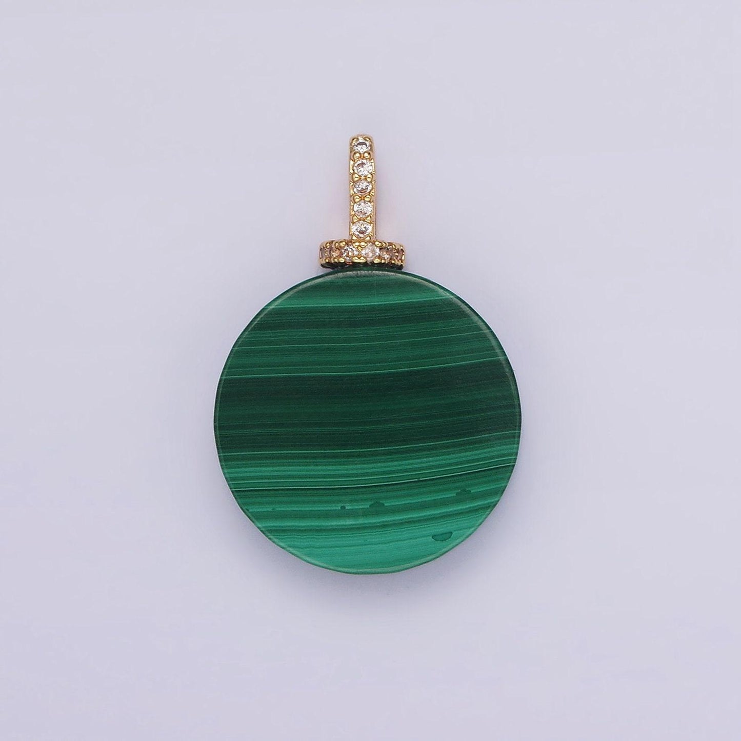 Green malachite circle disc pendant necklace for diy jewelry making supply n-1842
