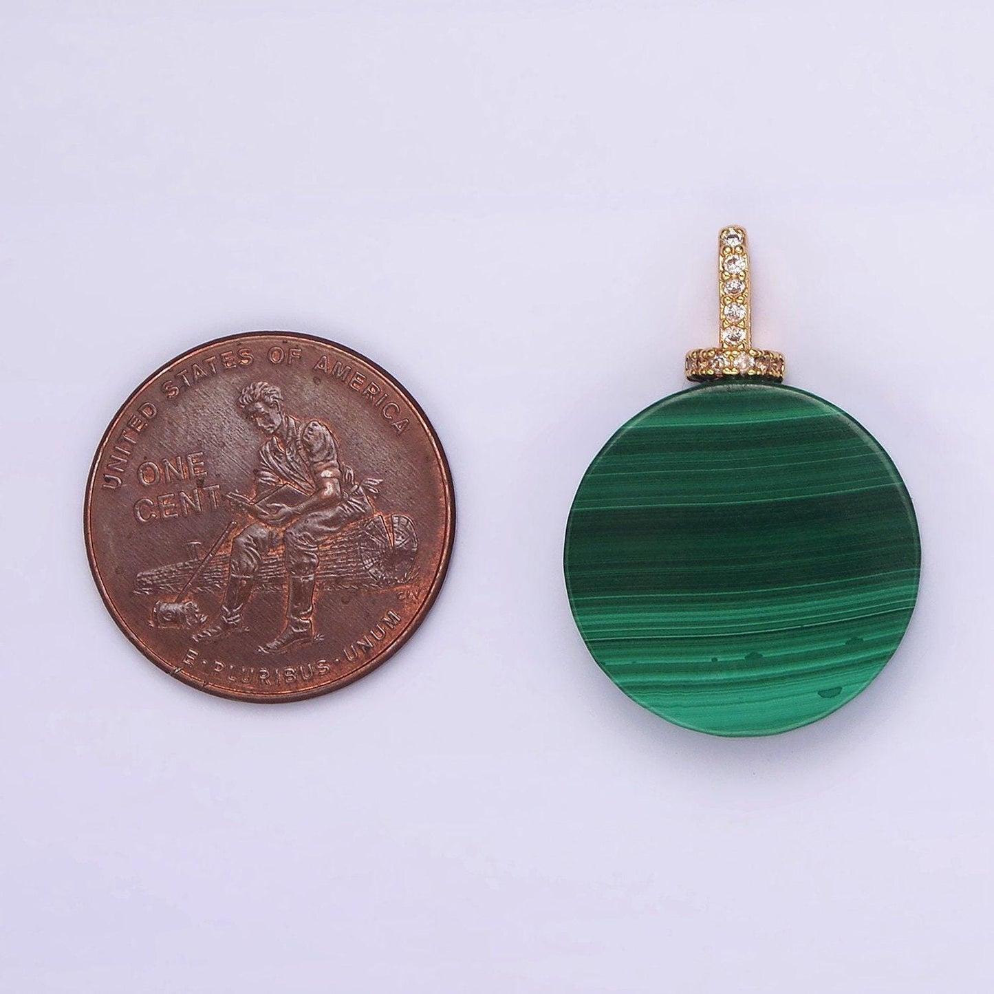 Green malachite circle disc pendant necklace for diy jewelry making supply n-1842