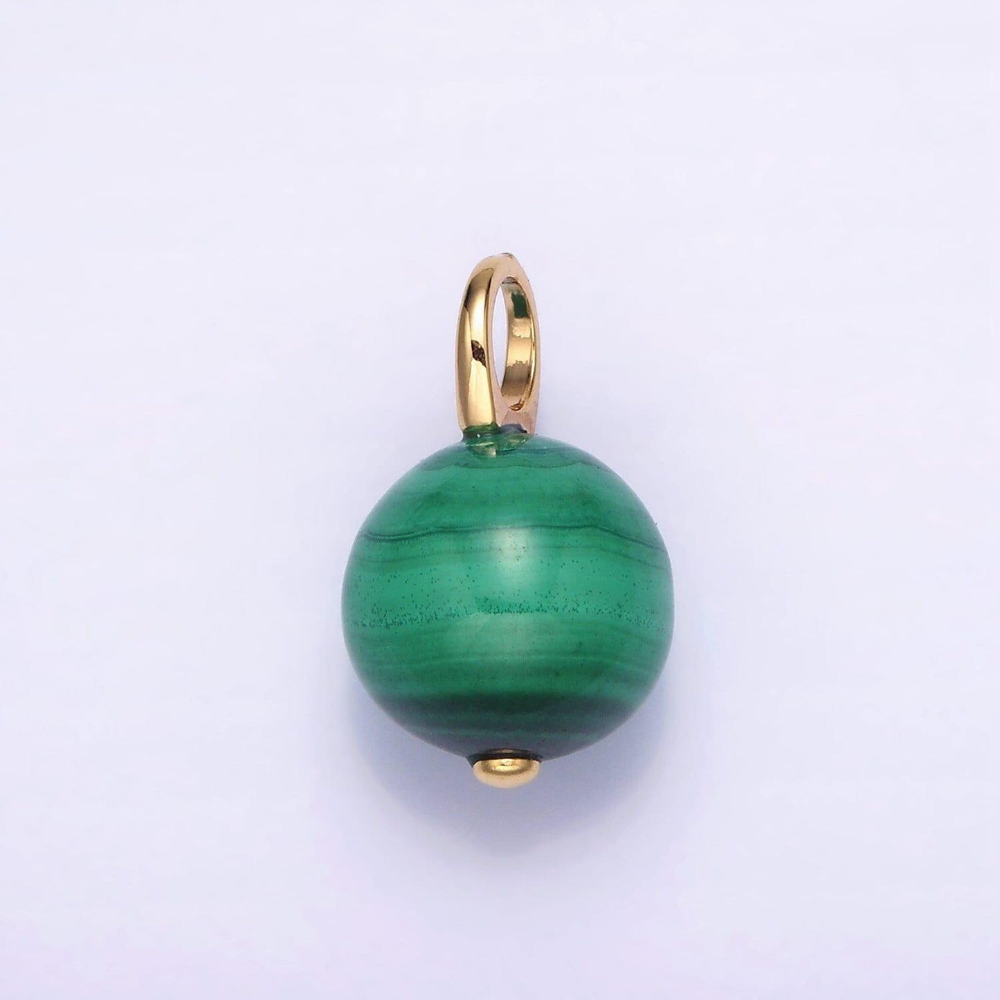 16k gold filled 20mm round malachite ball beads charm pendant | n1841