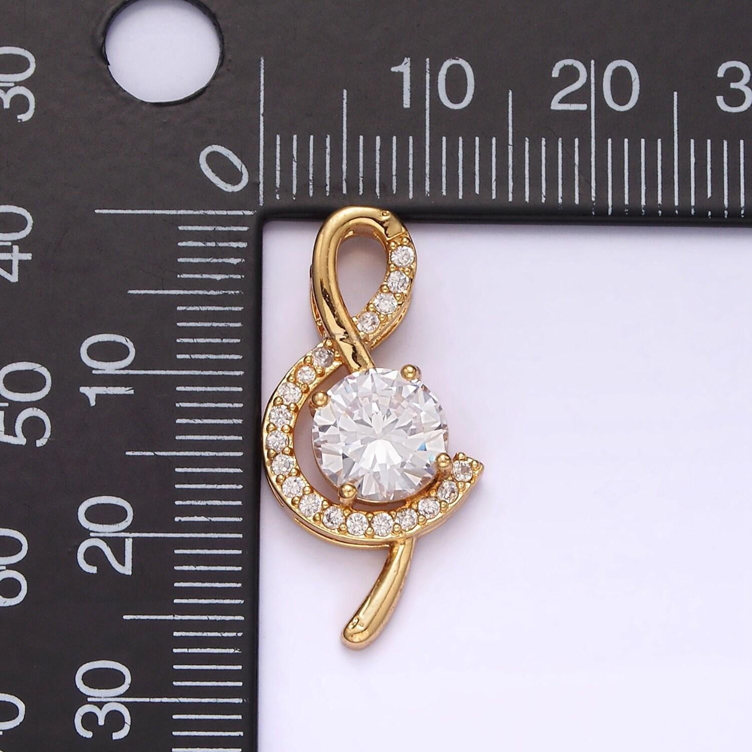Micro pave gold treble clef music note charm pendant n-1833