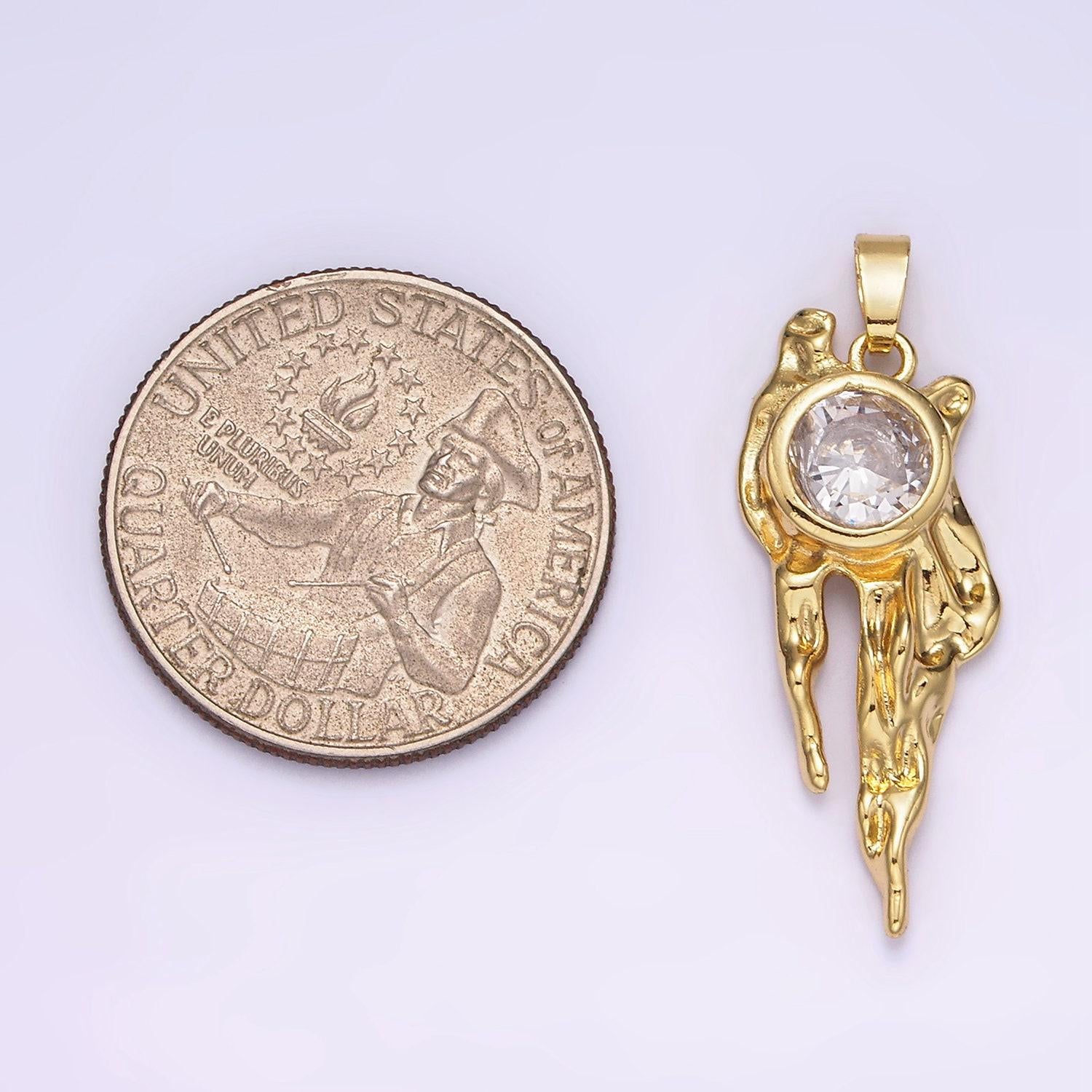 14k gold filled clear round cz molten drip pendant | n1829