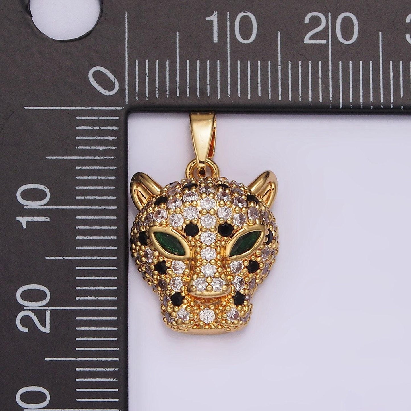 14k gold filled leopard print necklace pendant, silver micro pave cz cheetah charm, animal jewelry, diy jewelry making supplies n1827