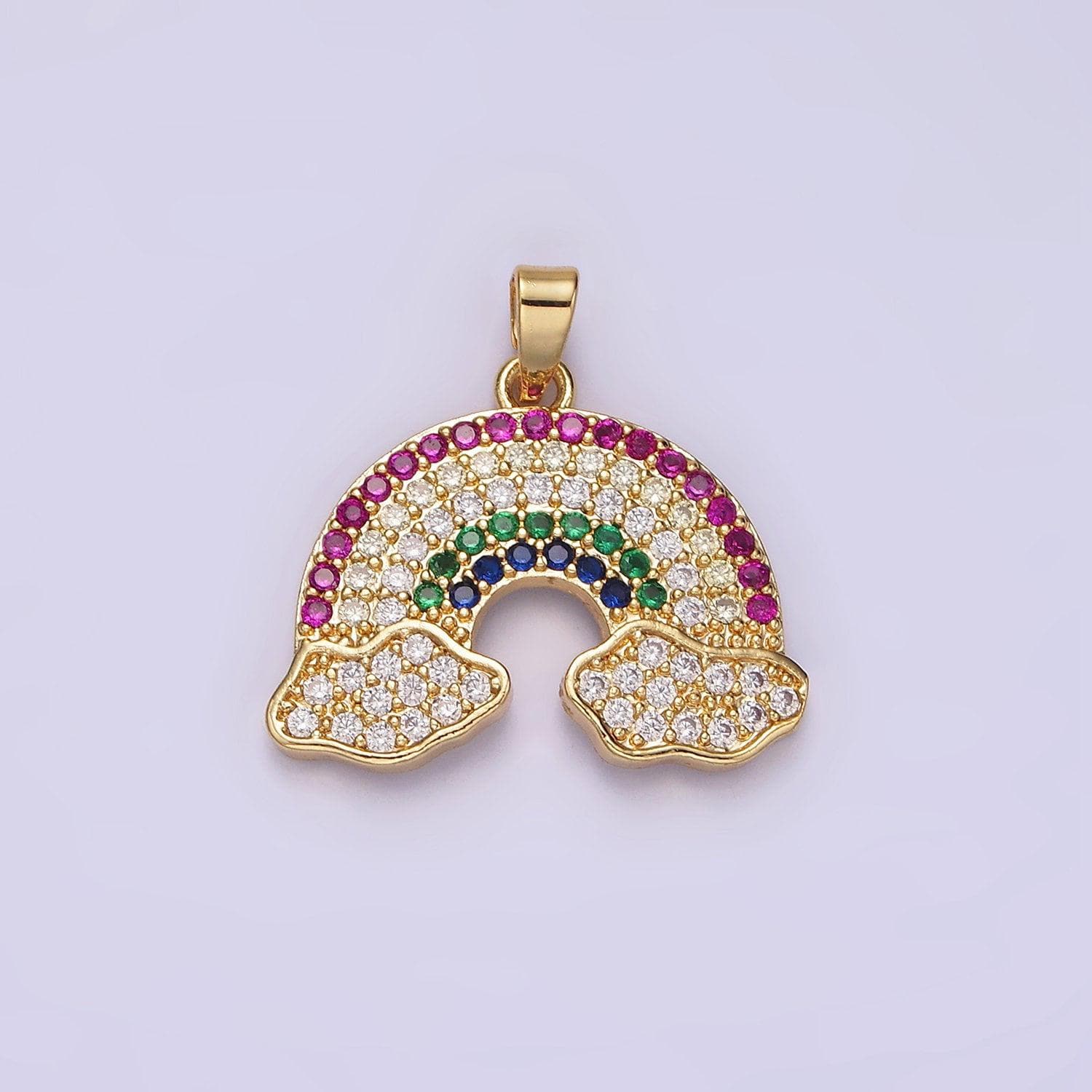 14k gold filled rainbow charm micro pave cloud charm, rainbow cz charms gold colorful charm dainty minimalist jewelry supply n1825