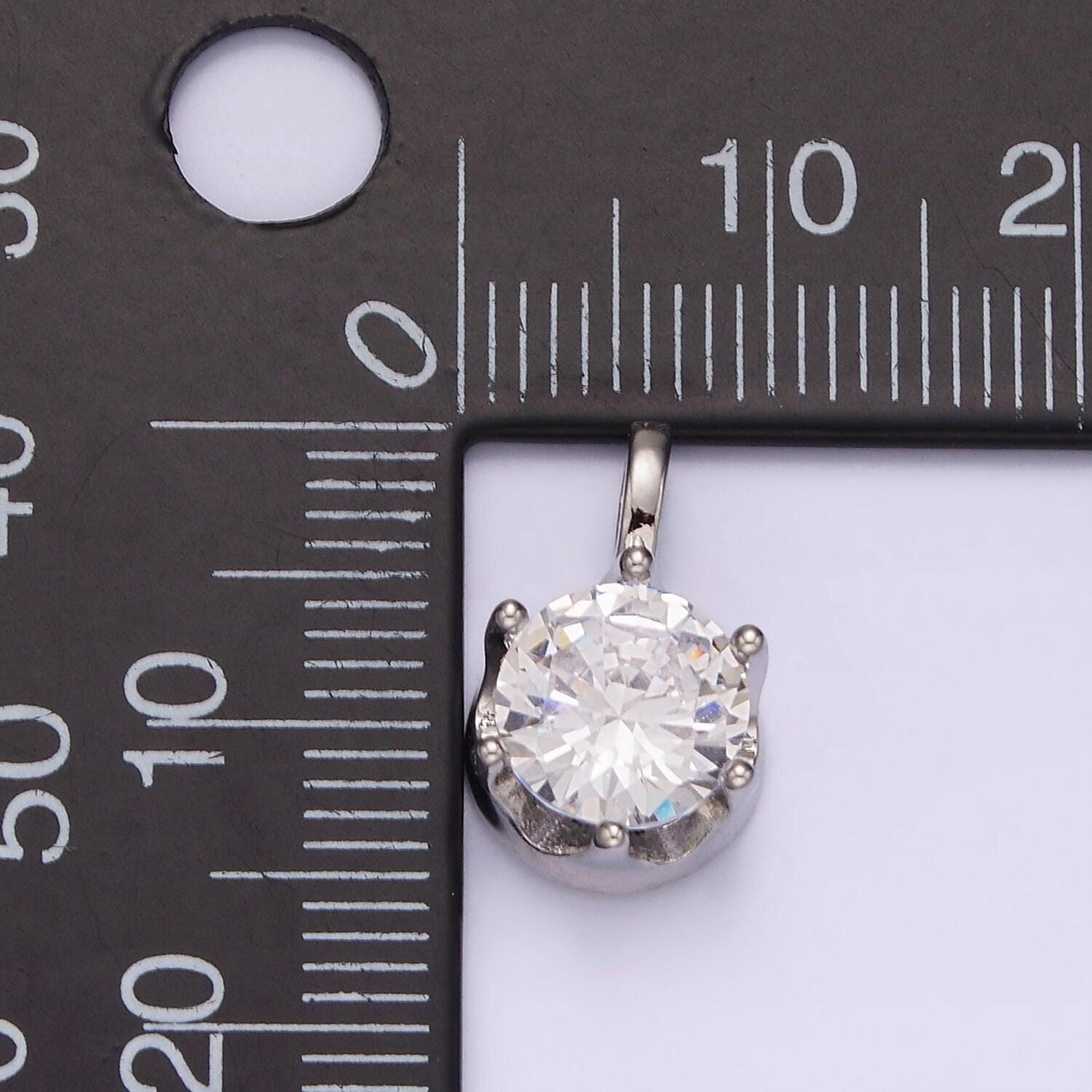 Clear cubic zirconia silver pendant, solitaire clear cubic charm for easy self-making jewelry dangle pendant necklace n-1817