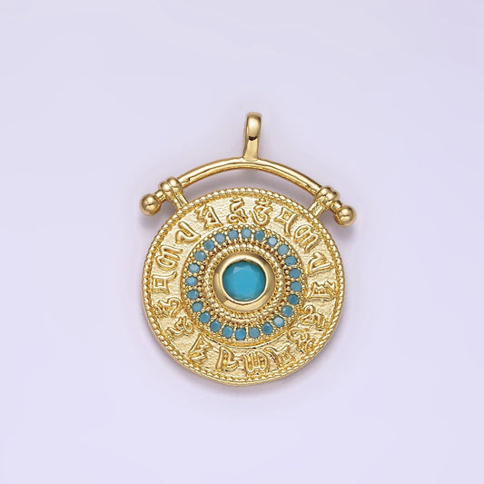 Gold mantra charm pendant, tibetan religious necklace pendant religious prayer mala charm, buddhist jewelry meditation charm turquoise n1808