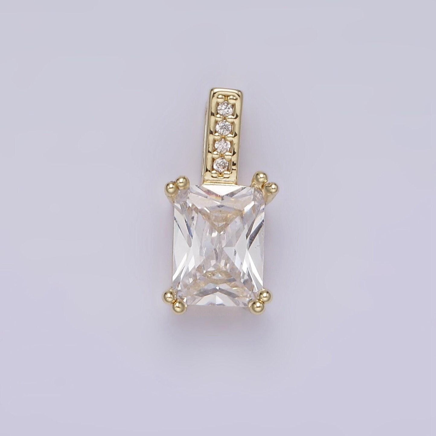 Unique emerald cut solitaire pendant necklace square cz diamond charm for bridal wedding necklace dainty necklace n-1806