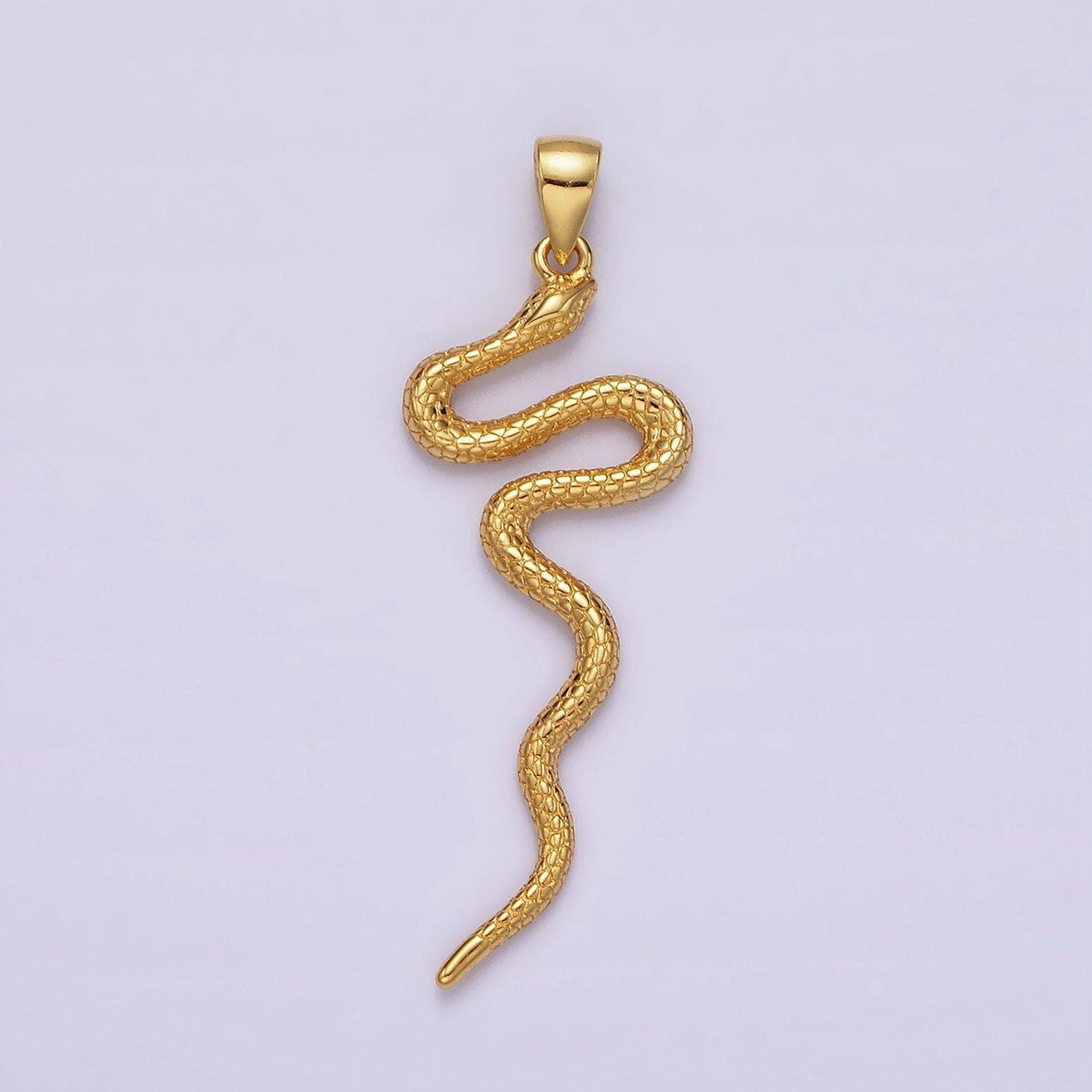 14k gold filled snake slithering serpent scale textured pendant in gold & silver | n1791 n1792