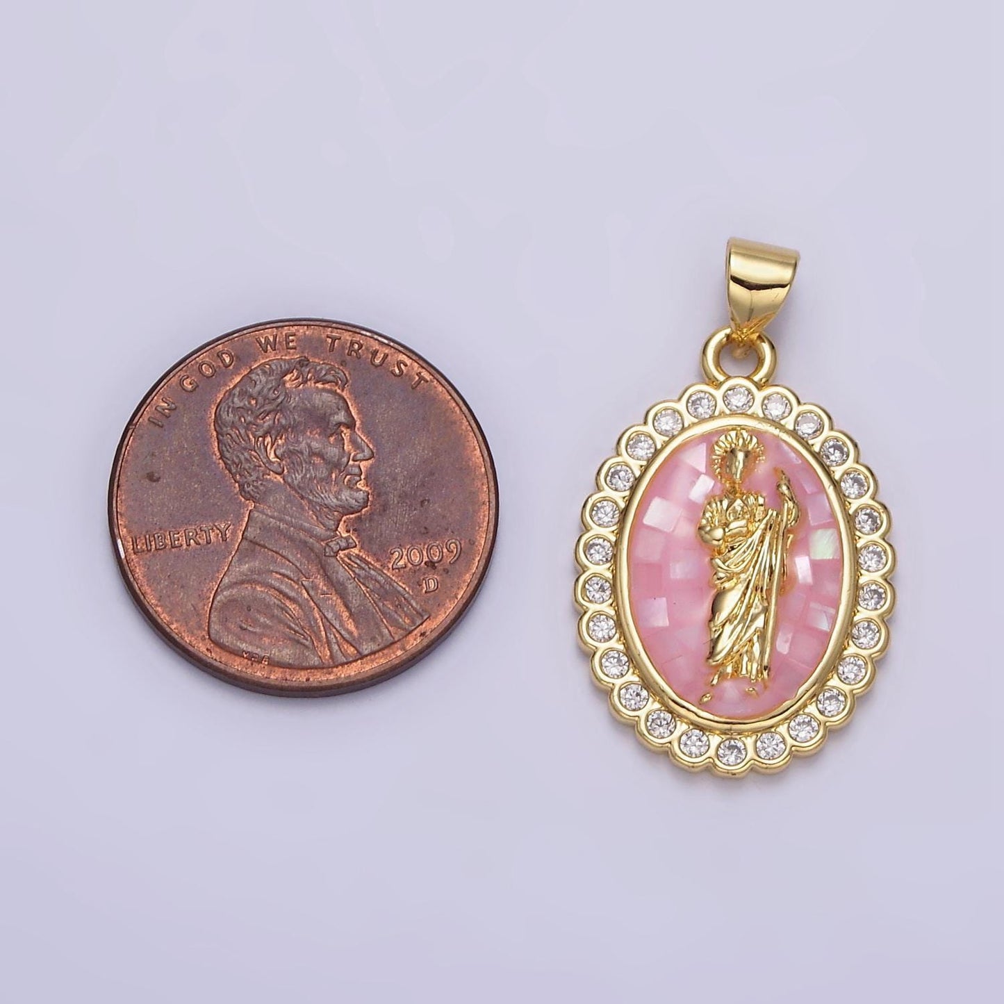 14k gold filled saint jude pendant cz san judas tadeo charm necklace, religious catholic jewelry green opal san judas tadeo charm n1776