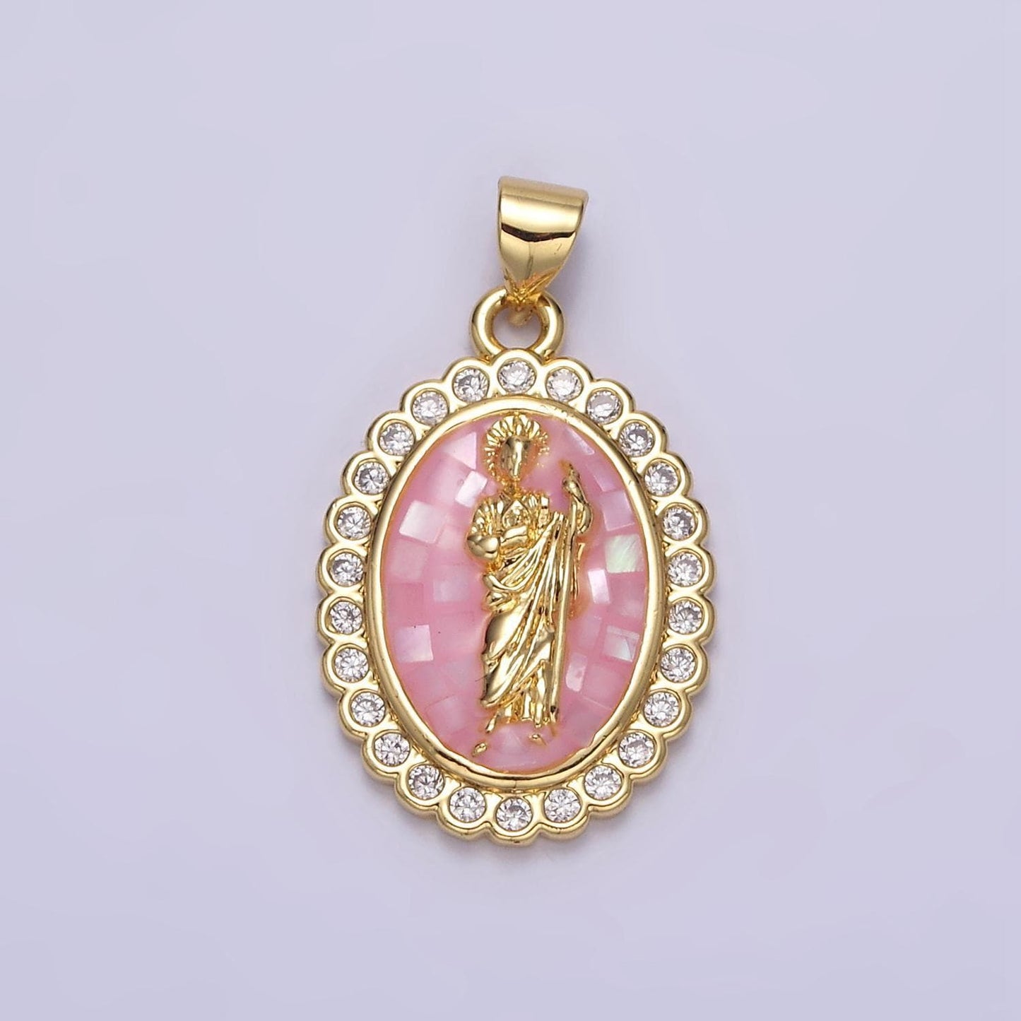 14k gold filled saint jude pendant cz san judas tadeo charm necklace, religious catholic jewelry green opal san judas tadeo charm n1776