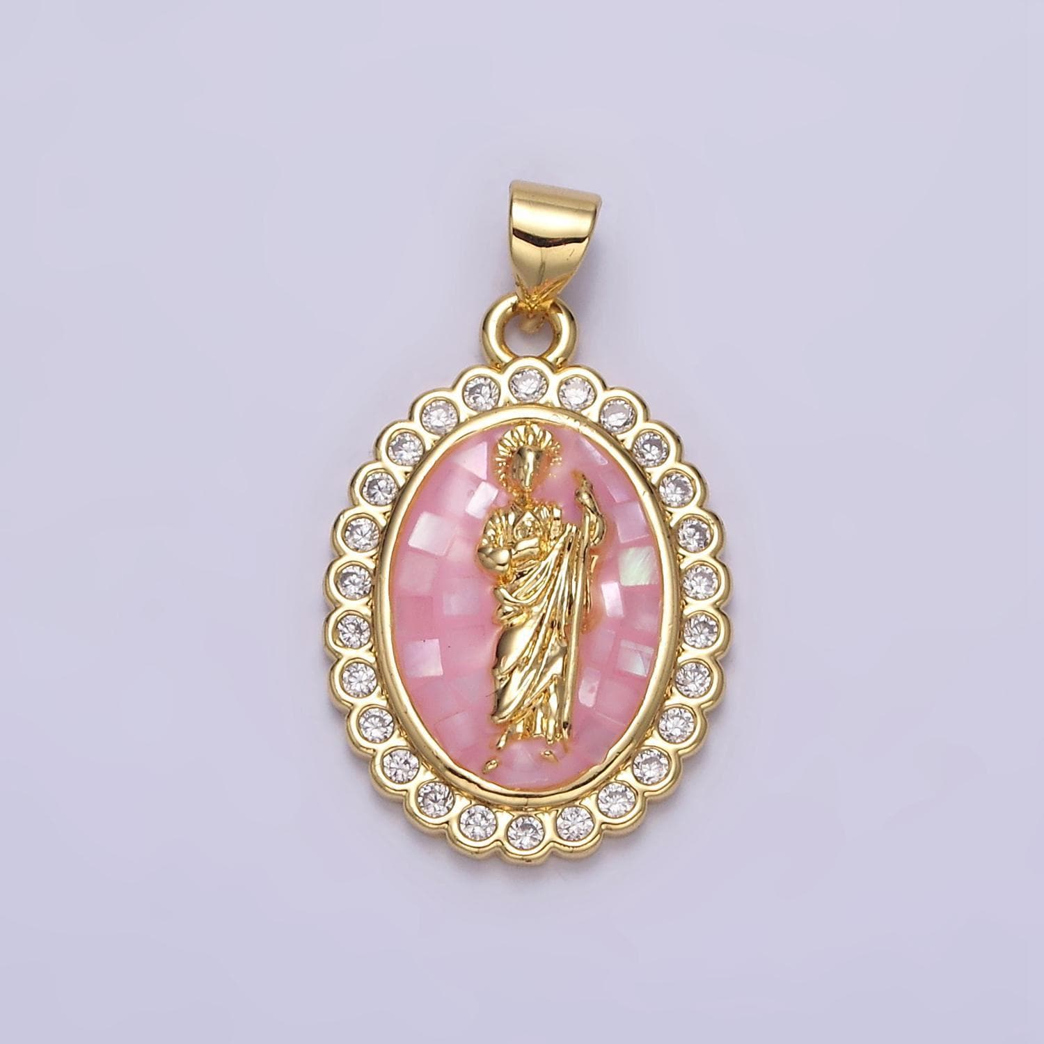 14k gold filled saint jude pendant cz san judas tadeo charm necklace, religious catholic jewelry green opal san judas tadeo charm n1776