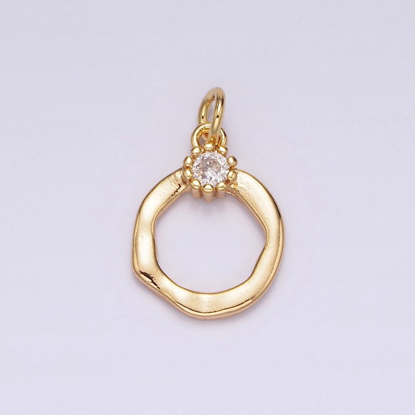 18k gold filled open circle round geometric hammered add-on charm | n1763